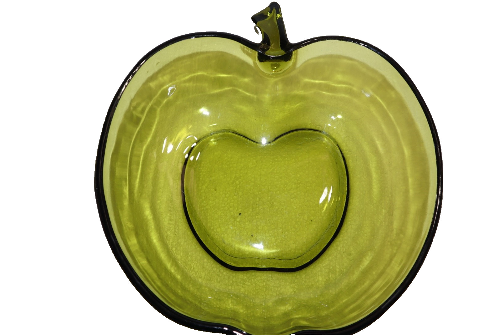 Vintage Hazel Atlas Green Apple Shaped Salad Bowl 10 X 11 X 3.5 In.