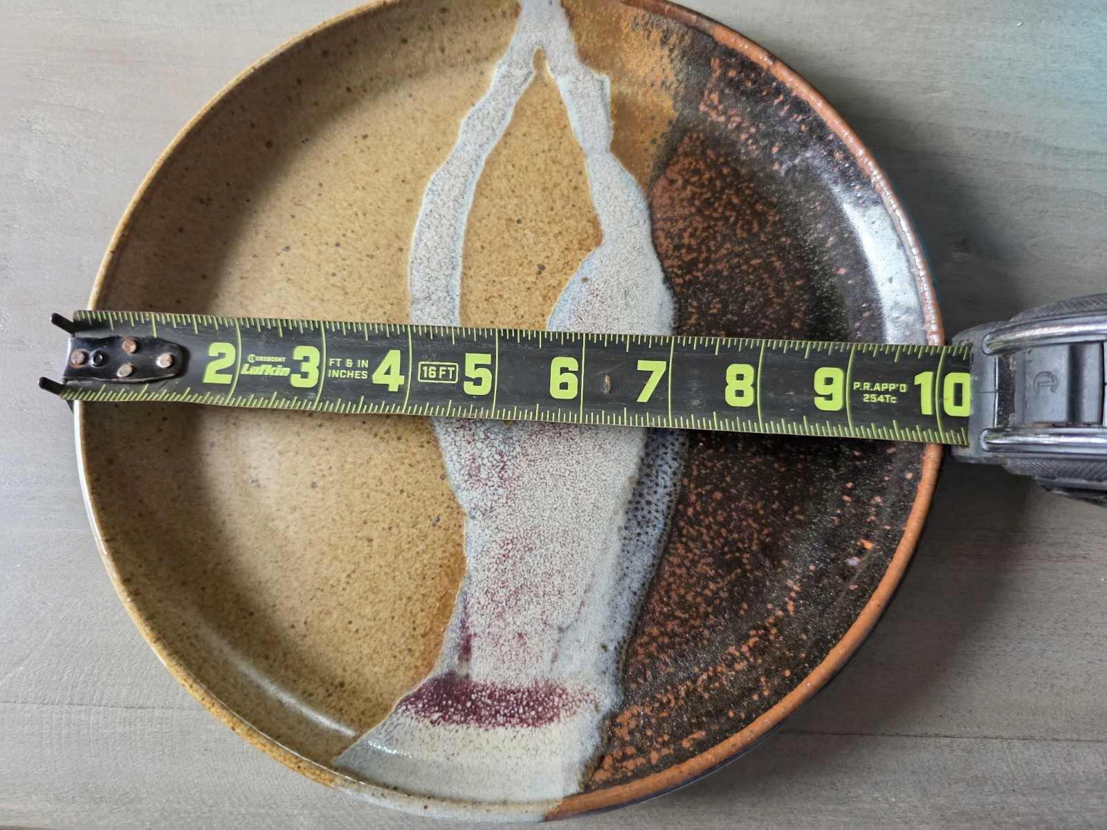Handcrafted Stoneware Art Pottery Plate Abstract Design Signed 9 in