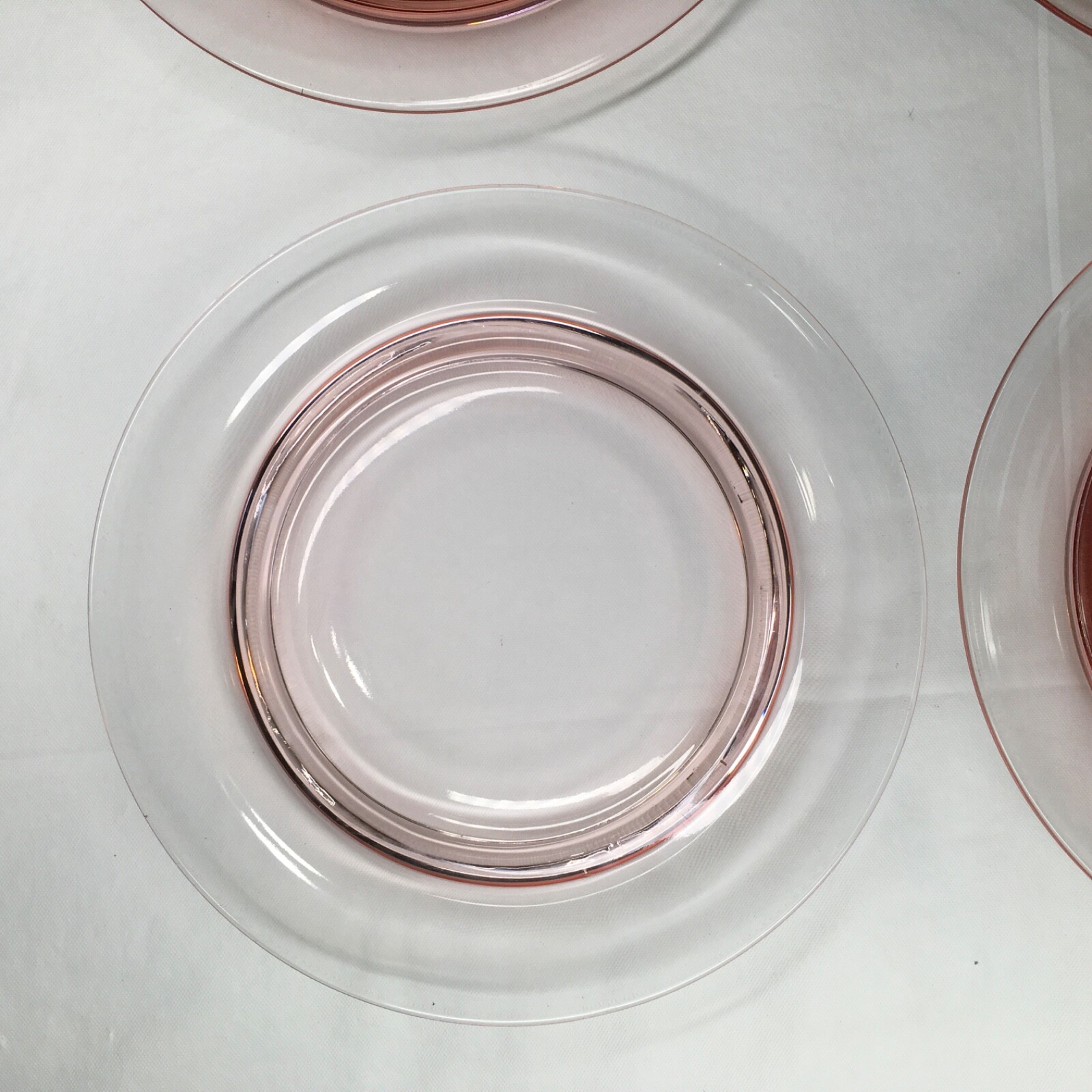Pink Depression Glass Plates 7-3/4″ Blown Glass Salad Plates Pink Shade Varies 4