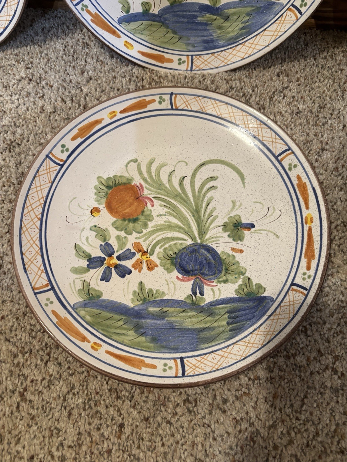 Vintage Set of 6 Italian Hand Painted Firenze Wall Plates 10” Tuscan Floral