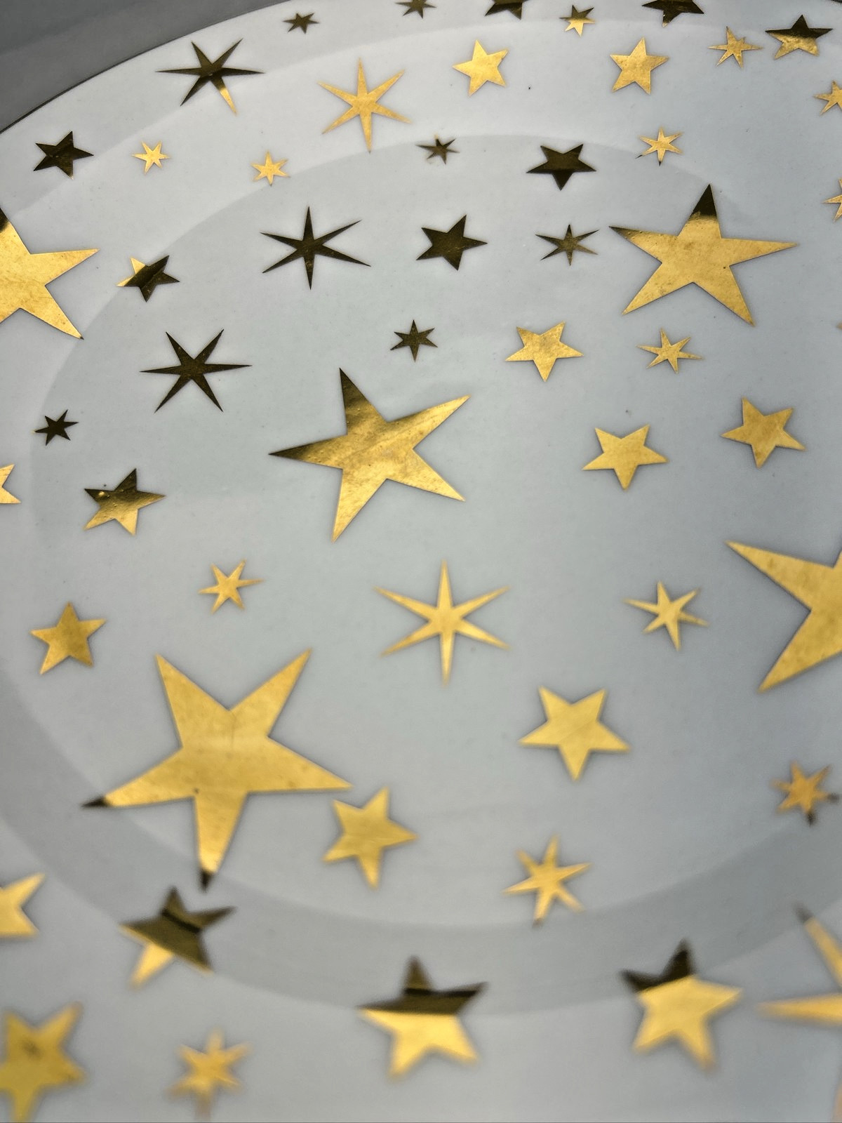 Set of 4 Sakura Galaxy White Dinner Plates 14k Gold Stars Porcelain