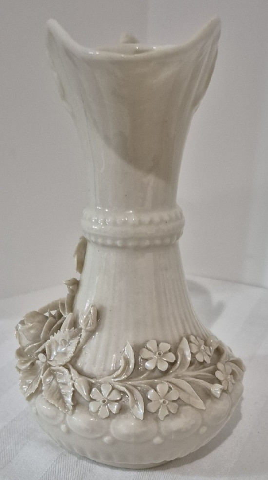 Vintage Belleek Aberdeen Pitcher Applied Flowers Ireland Green Mark