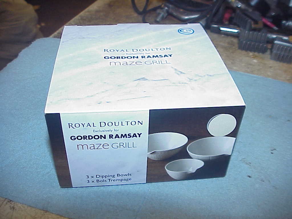Gordon Ramsey Royal Doulton Maze Grill 3x Dipping Bowls Stoneware Set