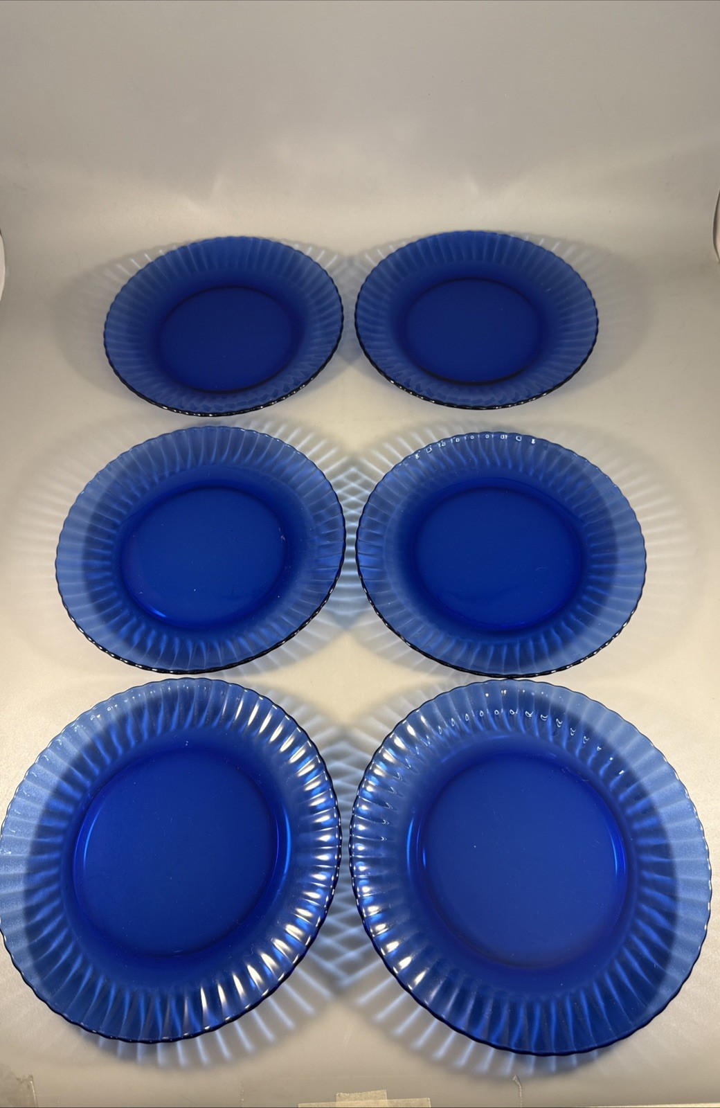 Set Of 6 Colorex Cobalt Blue Glass 7.25 Inch Salad Dessert Plate Made In Brazil