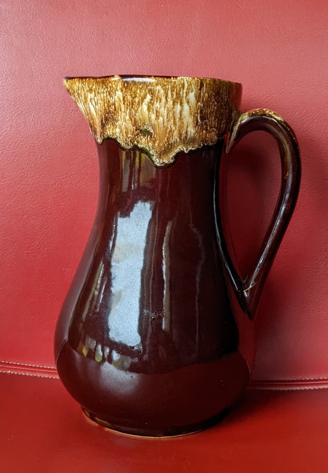 Roseville Brown Drip Glaze PITCHER Vase Jug 9″ RRP Robinson Ransbottom Pottery