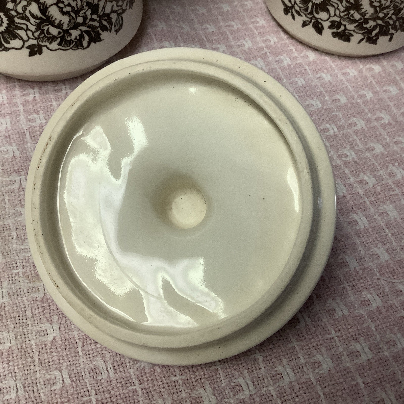 Creamer and Sugar Bowl with Lid Brown Floral, Made In USA, Vintage