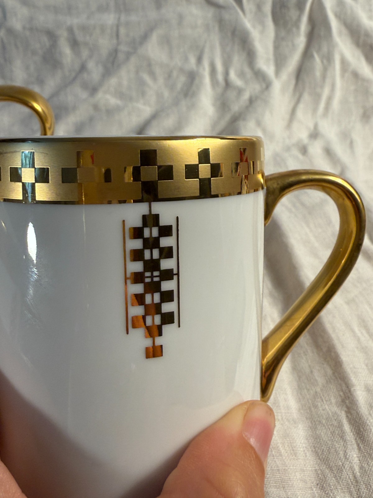 Set of 4 Tiffany & Co. Frank Lloyd Wright Imperial Gilded Porcelain Coffee Mugs
