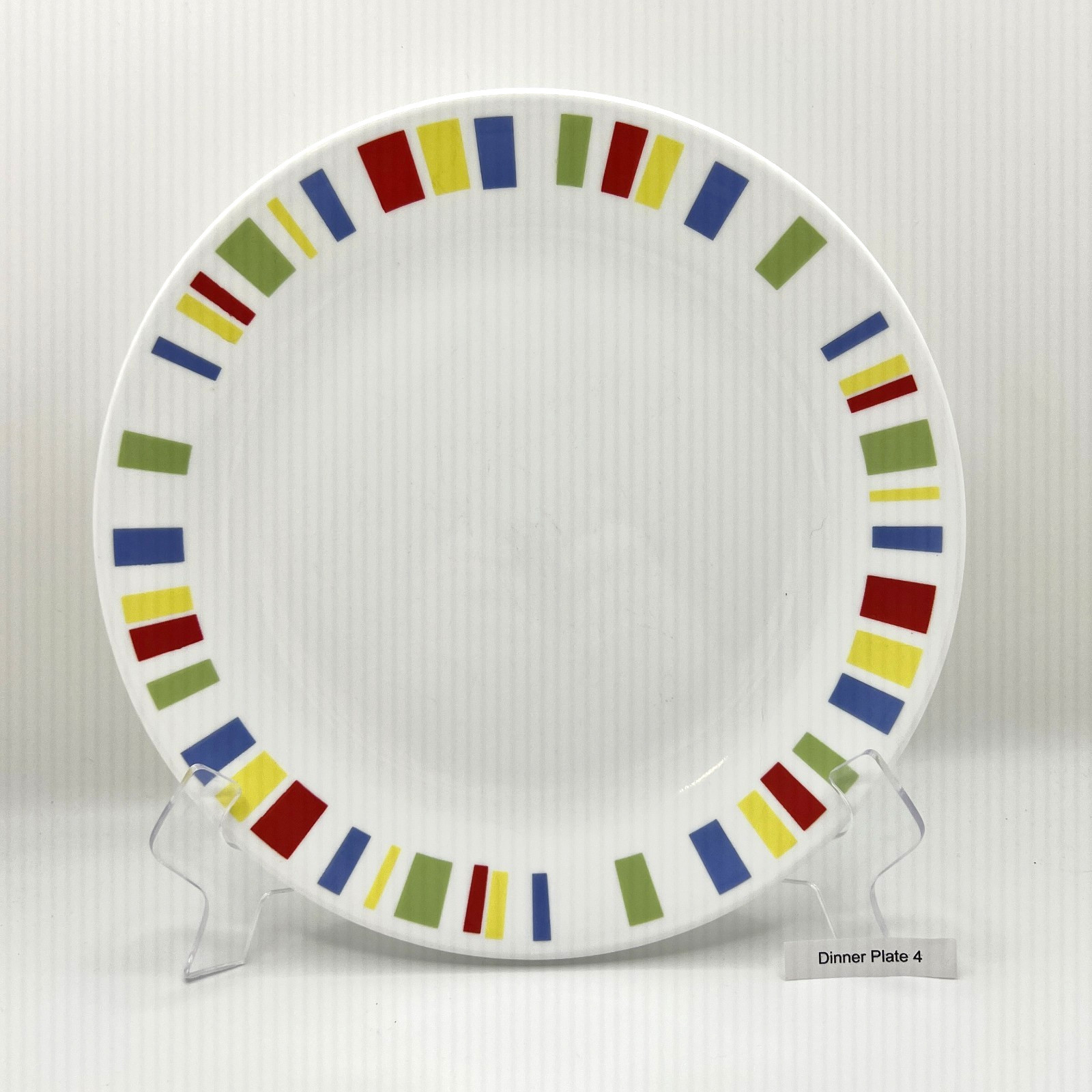 Corelle Memphis Dinner Plates Colorful Geometric Blocks 10.25” Set of 4