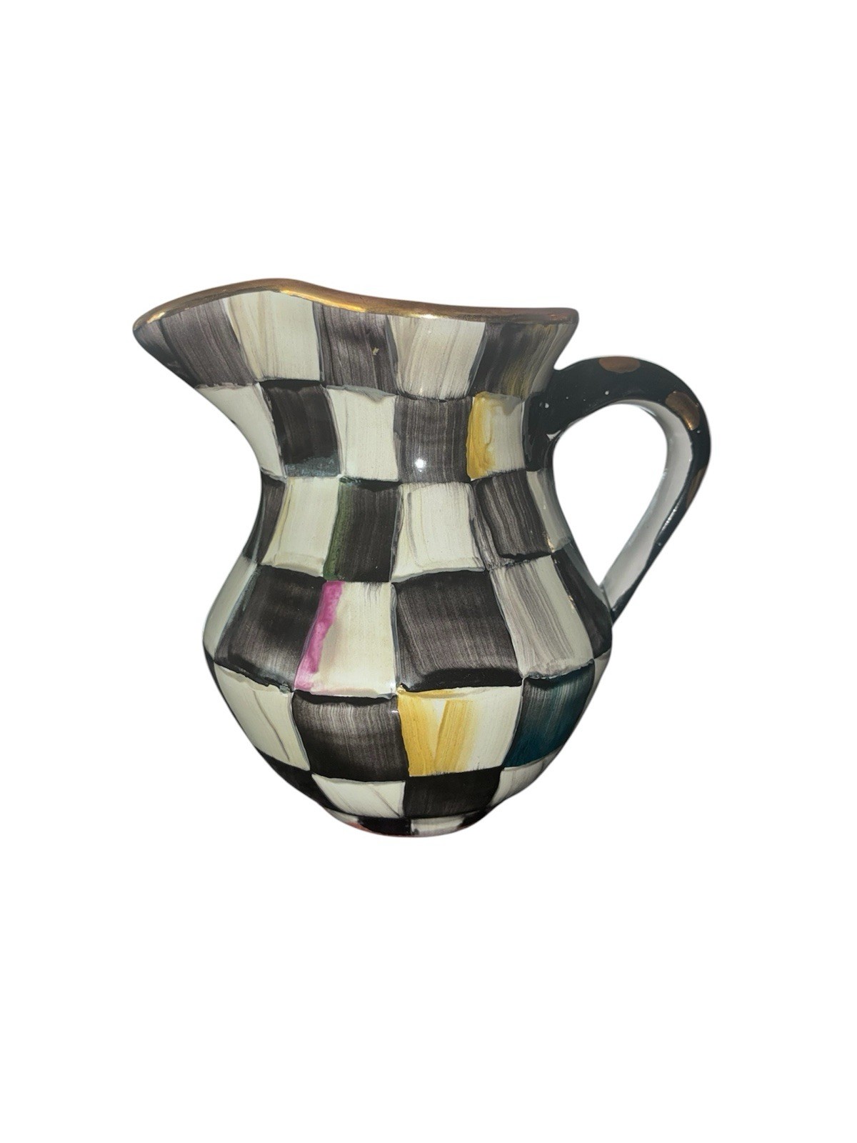 Mackenzie Childs Courtly Check Ceramic Creamer Stamped 2008