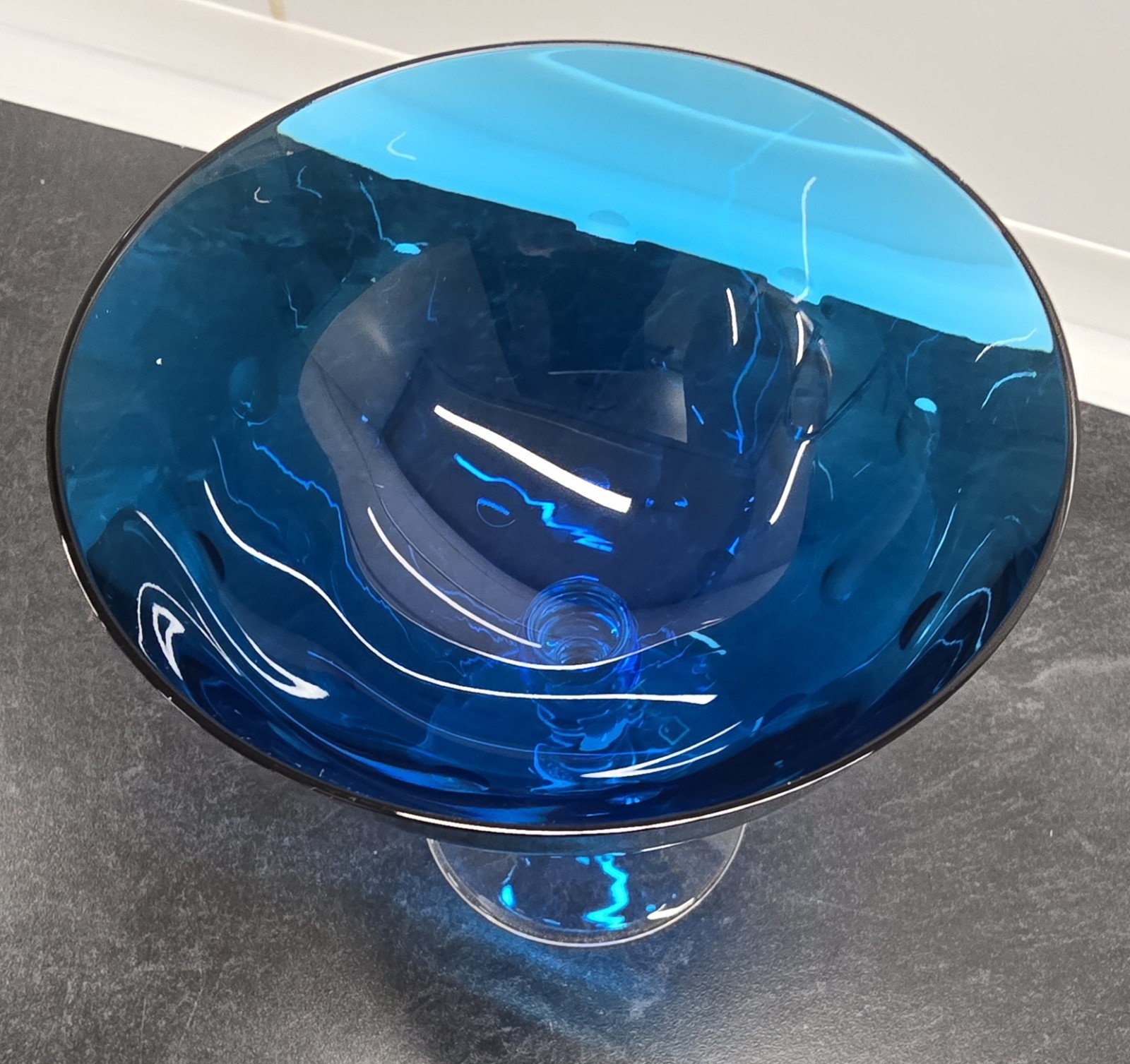 Saint Louis “Bubbles” footed cup, sky blue