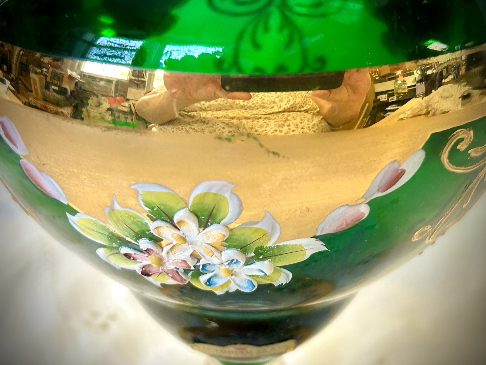 Vintage Seyei Victorian Glass Gold Trim Pedestal Bowl with Lid Made In Japan