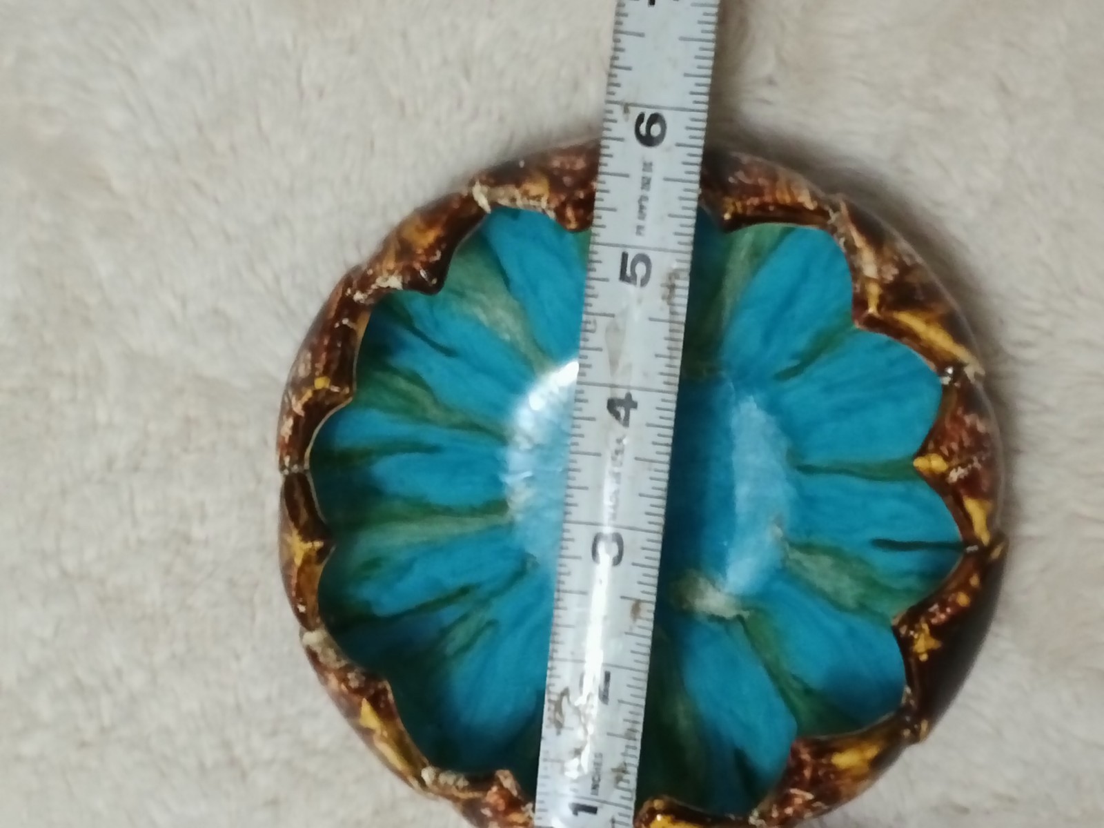 Ooak Turquoise Brown Ceramic Earthenware 6″ Signed By Artist 71 Bowl