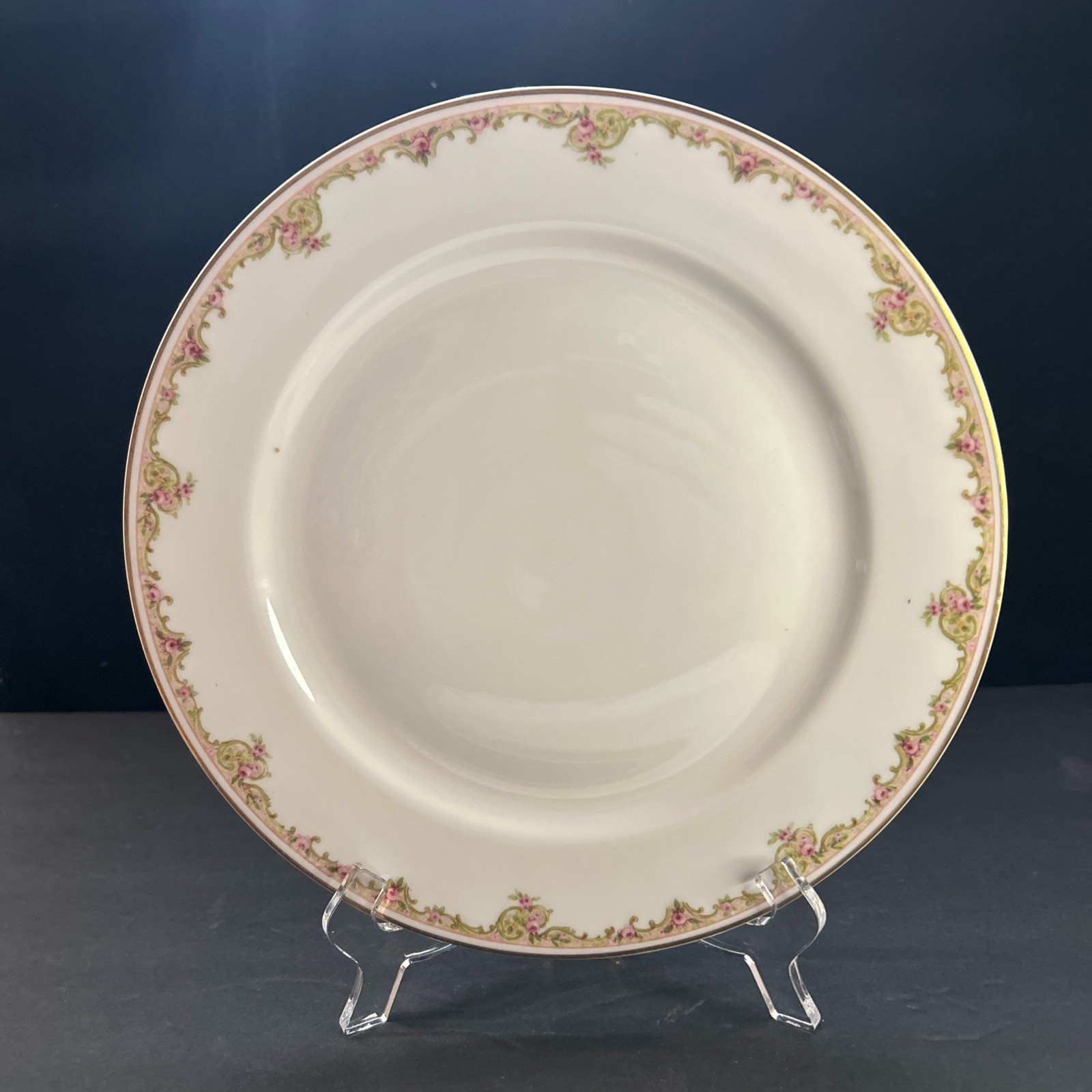 1930s Theodore Haviland Limoges PLATES Pink Rose Scrolls Gold Trim REPLACEMENT
