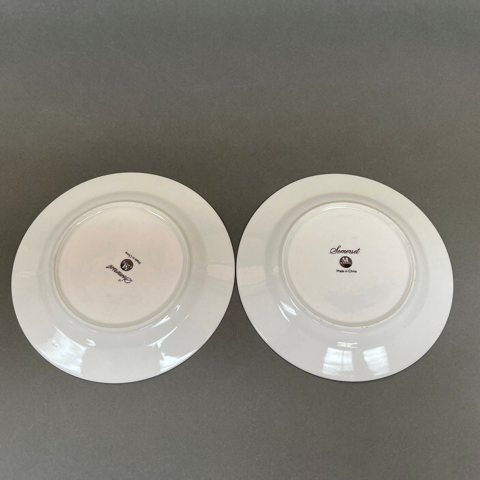 Somerset NL Excel Bread & Butter Floral White Blue Platinum Trim Lot of 2