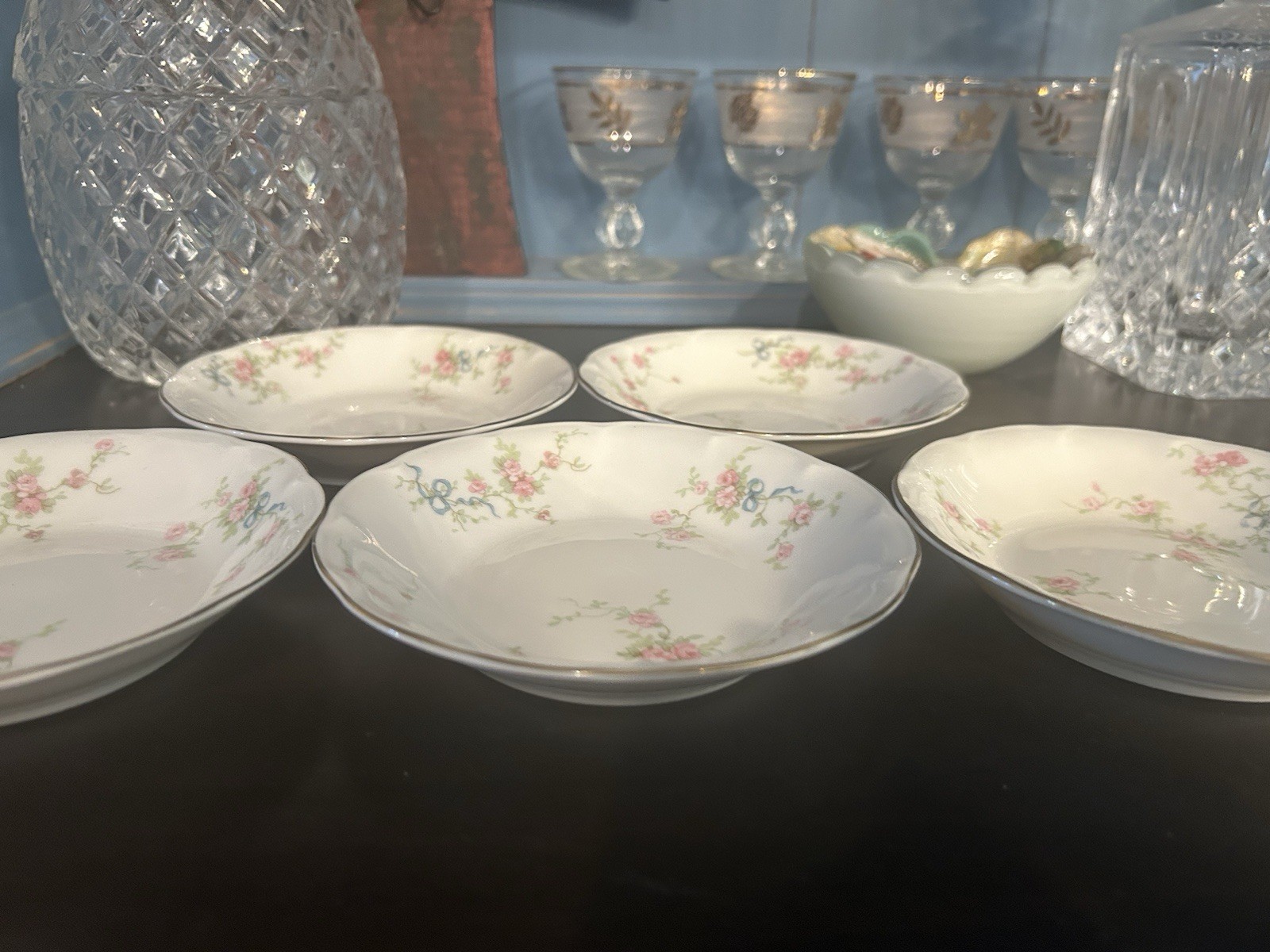 5 Theodore Haviland NY ROSANNE Fruit Sauce Bowls 5 1/8 Inches Quaint Vintage