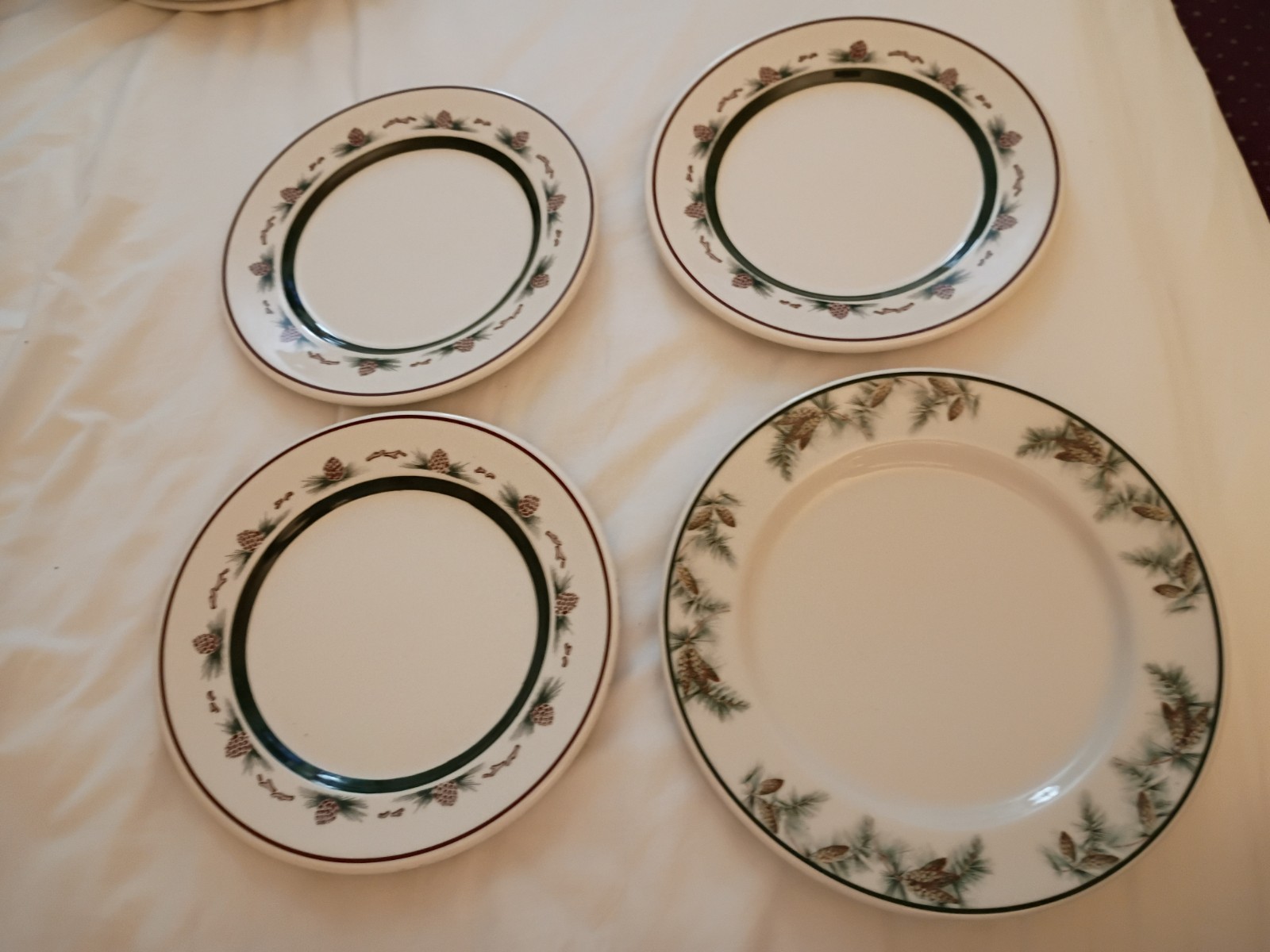 Vintage Syracuse China Pine Cone 7.25 Snack Bread Plates Set Of 3 W Bonus Piece