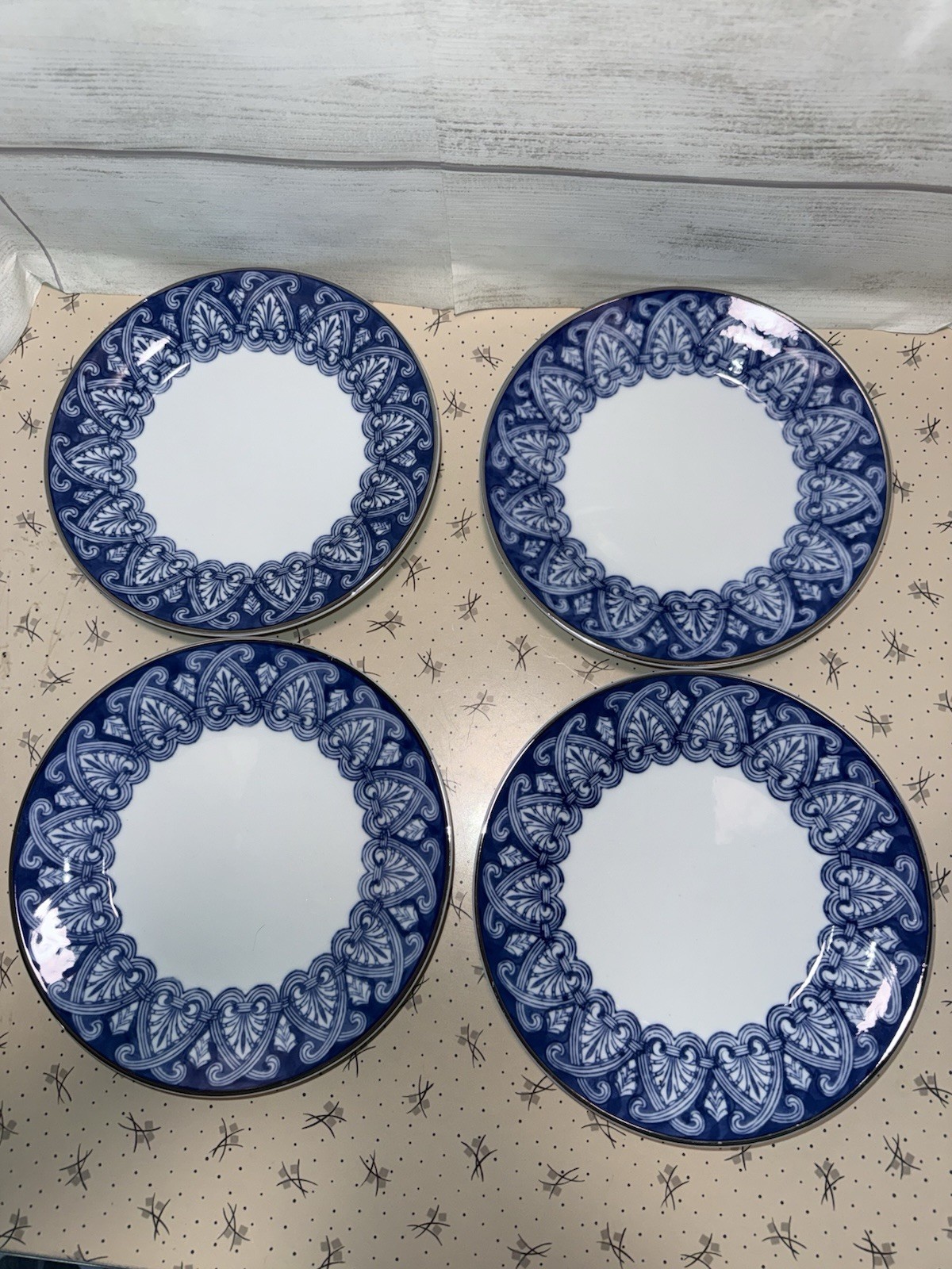 BOMBAY – Arabesque Tile Blue And White – Salad Plate – Set of 4 ..7 7/8” –