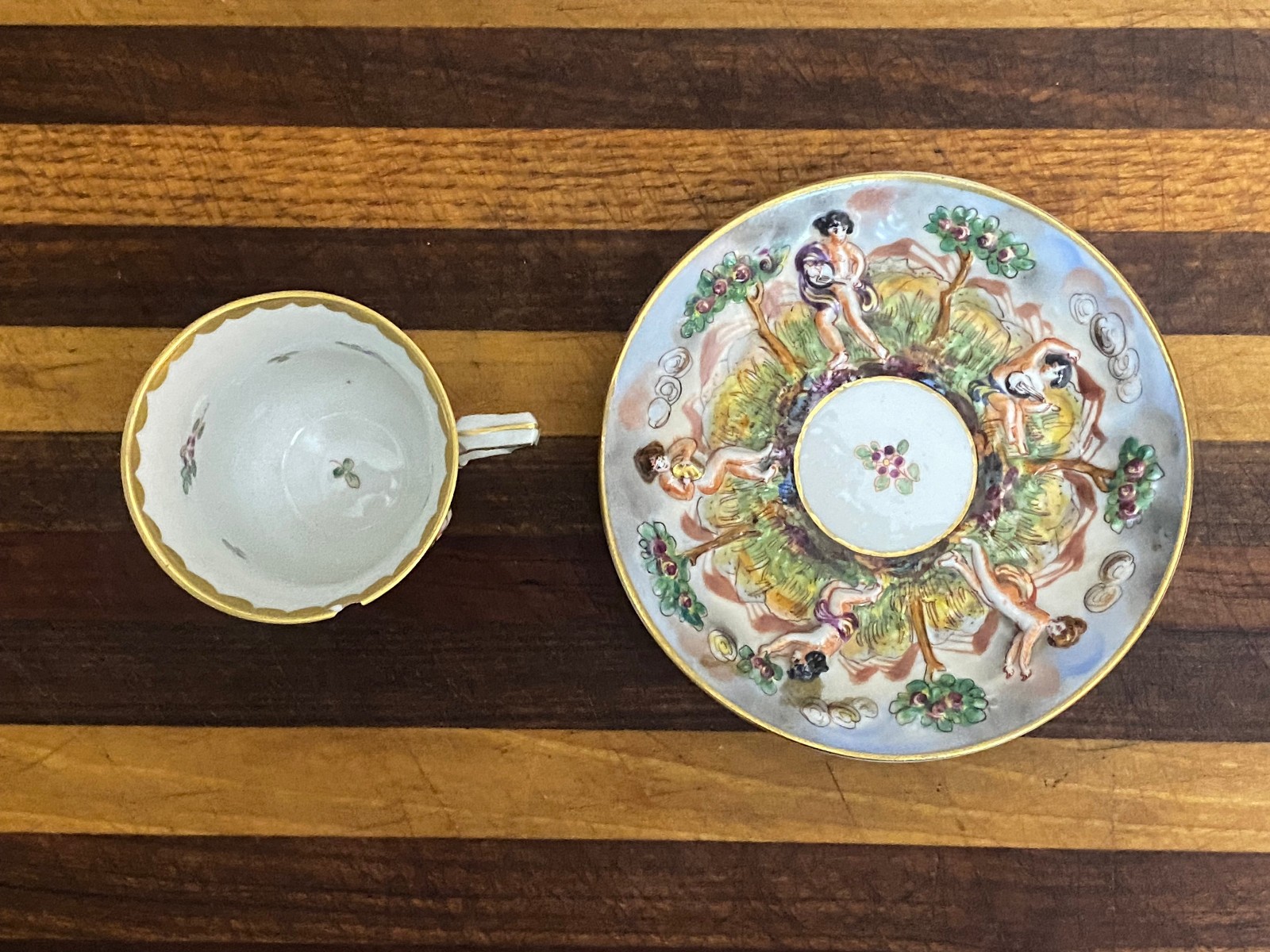 Antique Capodimonte Cup and Saucer