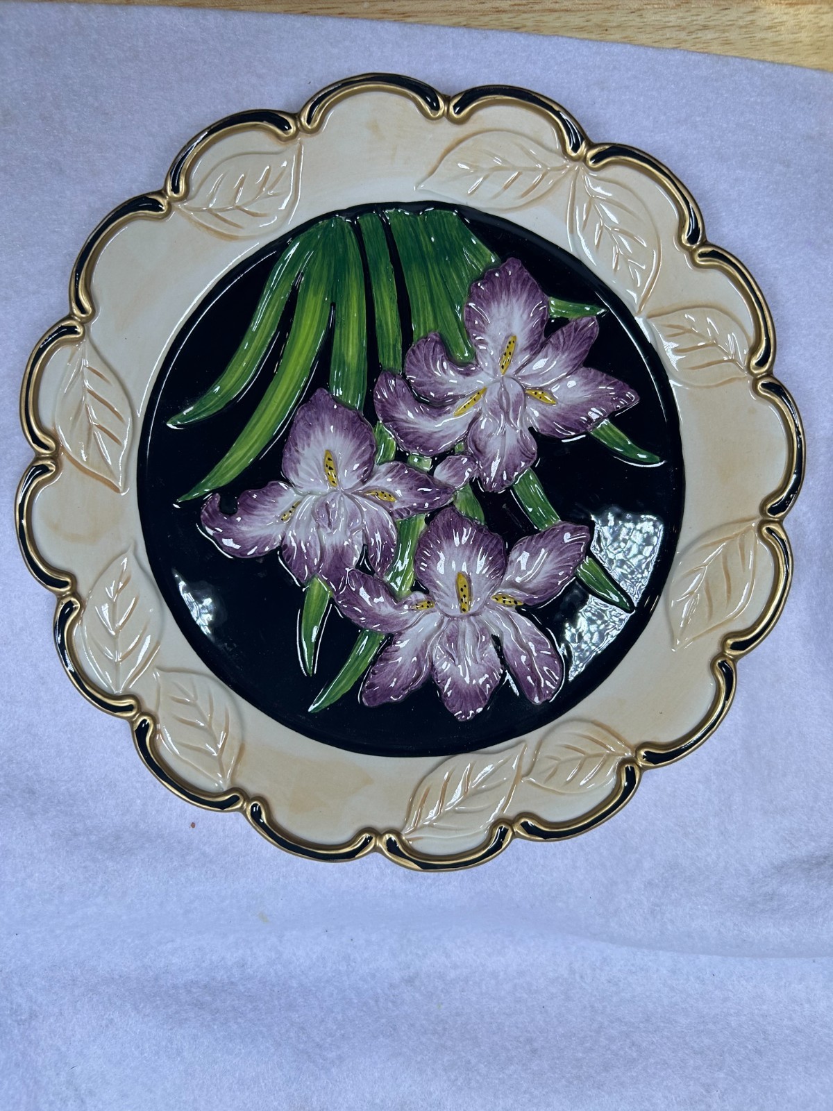 Set of 2 CBK Ltd Floral Decorative Plates Magnolia Iris Raised Embossed Wall