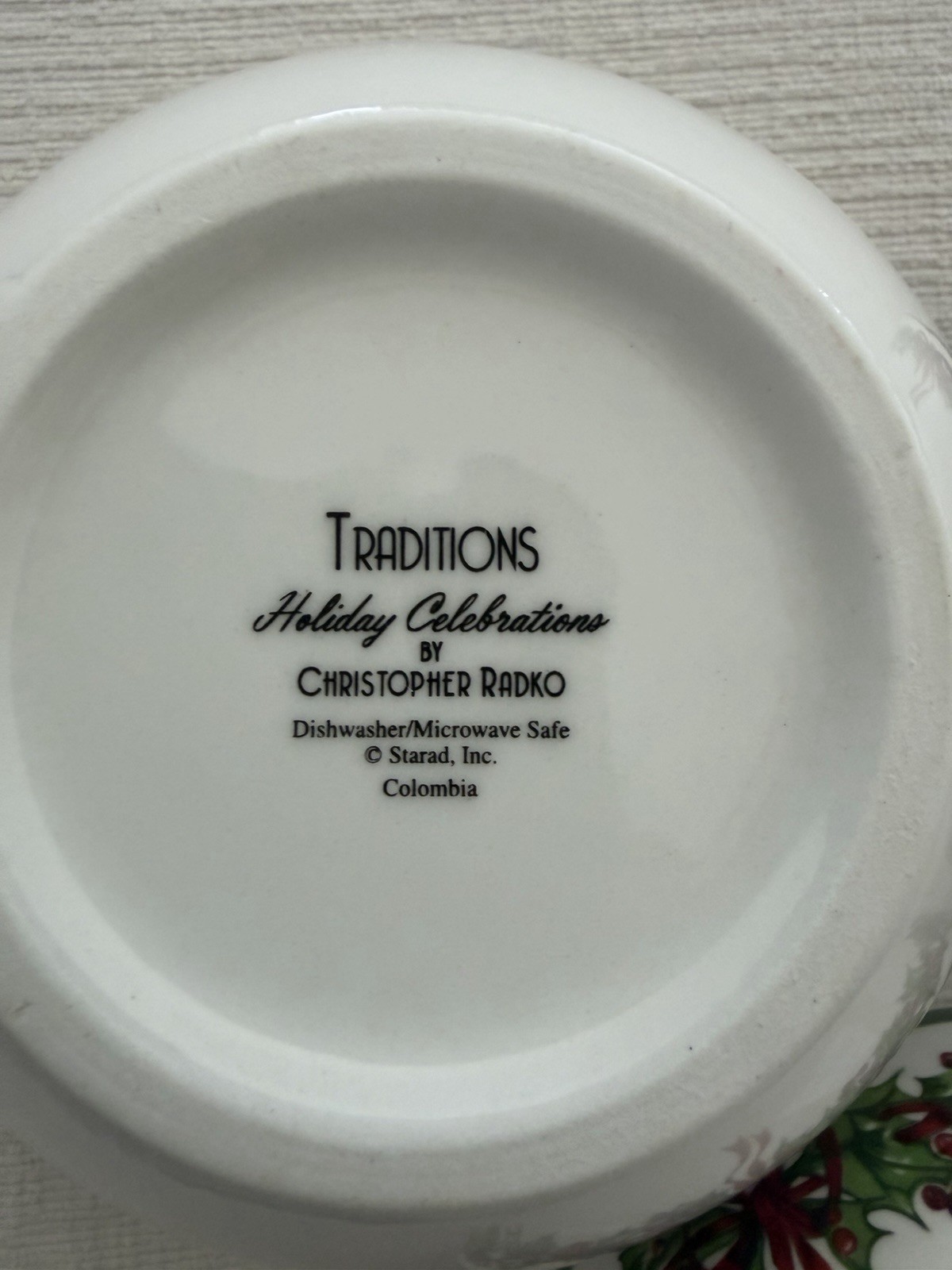 Christopher Radko 6” Traditions Holiday Celebrations Bowl Soup Cereal Set of 3