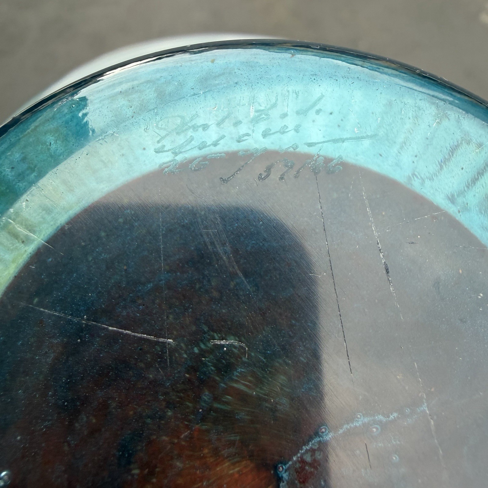 Kosta Boda “CanCan” Art Glass Pedestal Bowl Dish Blue Numbered – Kjell Engman
