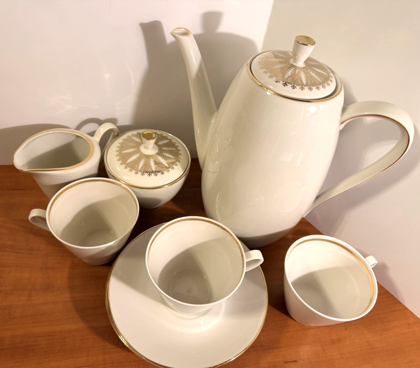 Winterling Kirchenlamitz Bavaria White Gold Coffee Server Set