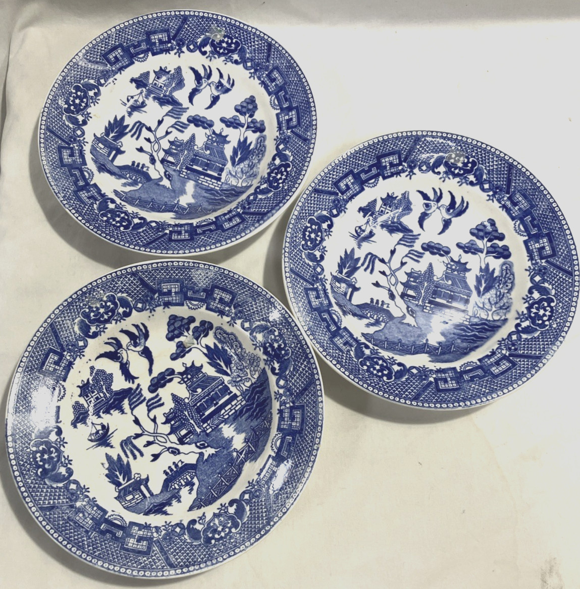 Mixed Blue Willow China Lot 19 Pcs Churchill England Japan Plates Bowls