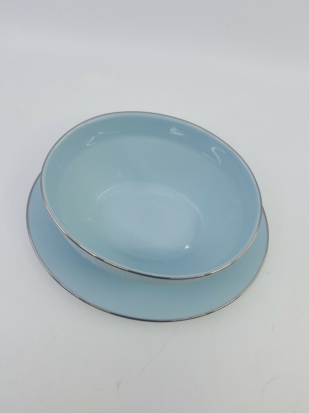 Noritake Fidelity 8003 Gravy Sauce Boat Bowl Blue Platinum Trim – Made in Japan