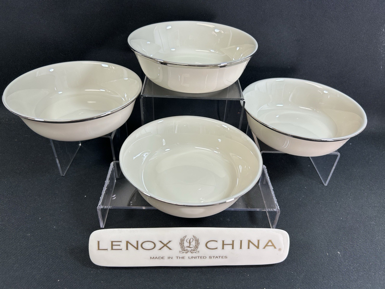 Lenox China Solitaire~(Set of 4)~6 1/4″ All Purpose Bowl~Outlet Mark~A~Excellent