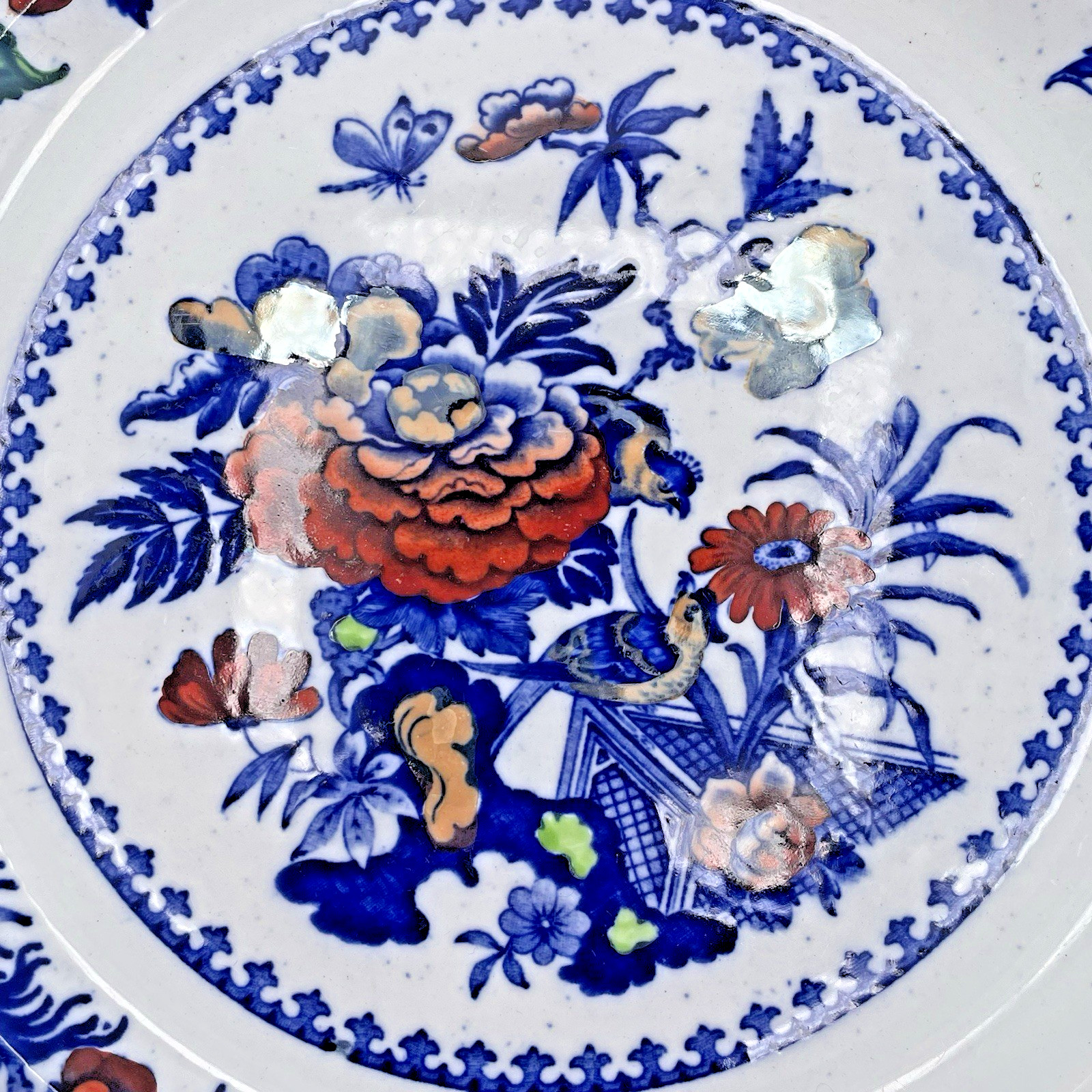 Wedgwood ‘Bullfinch’ Luster Dinner Plate Smooth Rim Polychrome Rare 1918 Antique