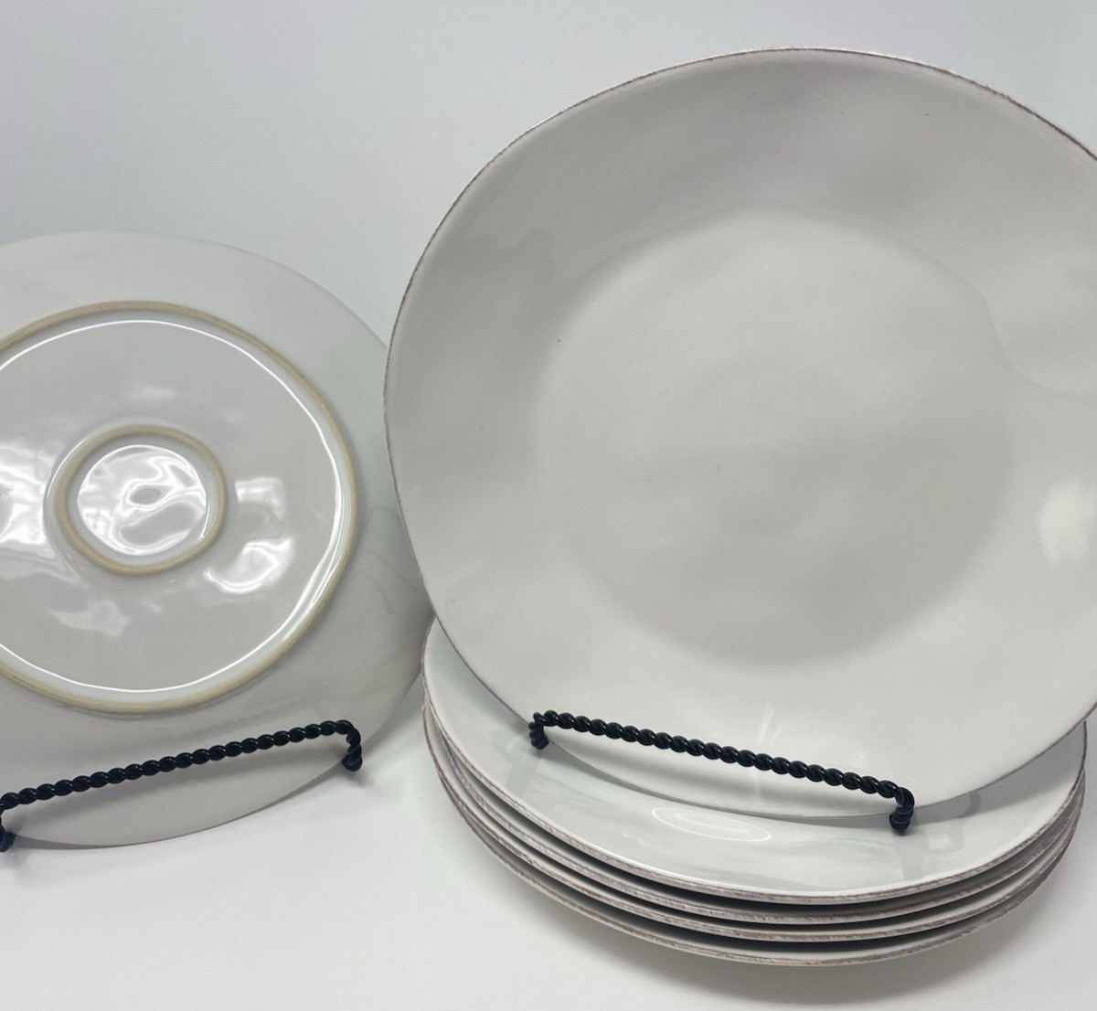 One Crate And Barrel Dinner Plate 10 1/2″ Marin White Artisanal Asymmetrical
