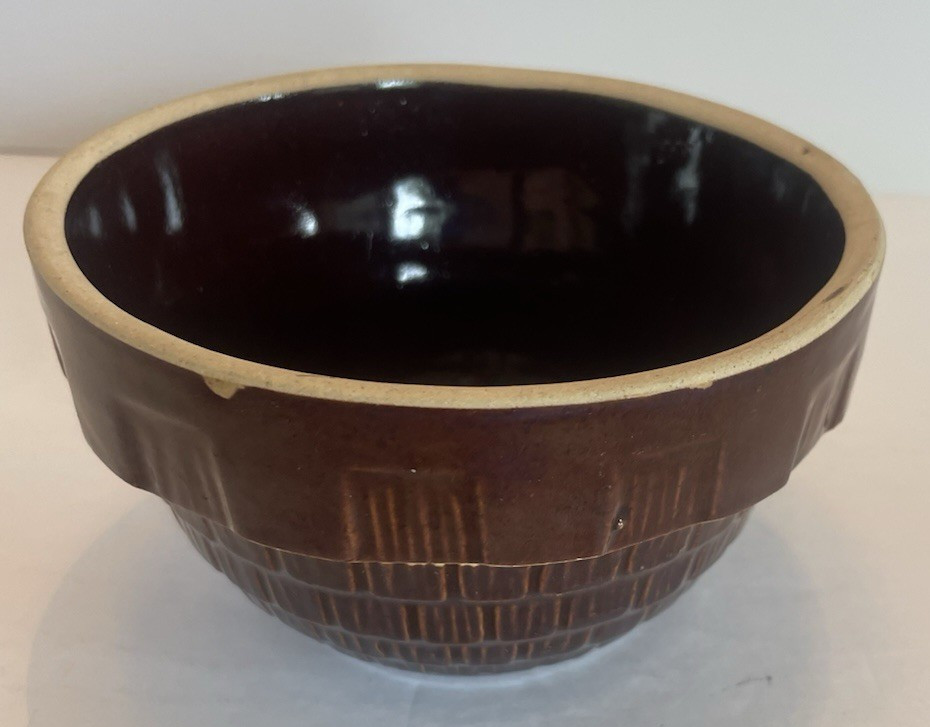 Vintage – Lt & Dk Blue & Burgundy Stoneware Set of 3 Bowls – 5, 5 1/8, 5 1/4 Dia