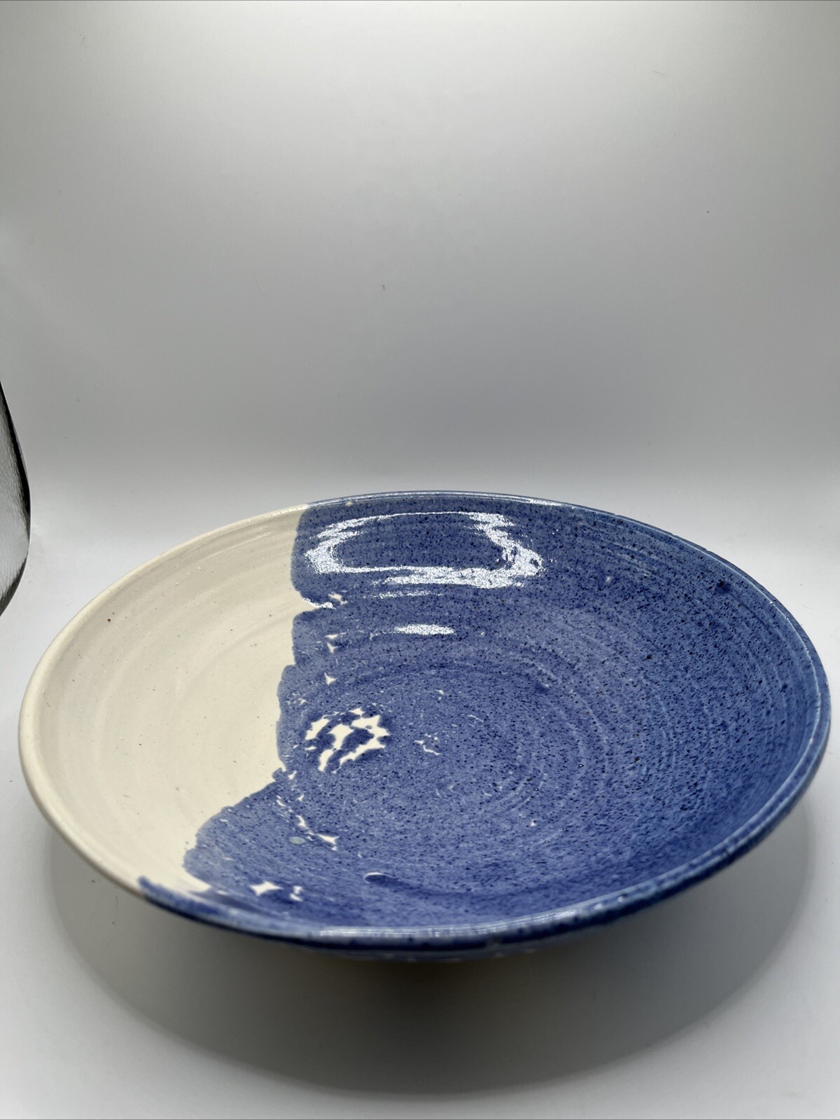 Hand Thrown Pottery Dish Blue And White Signed