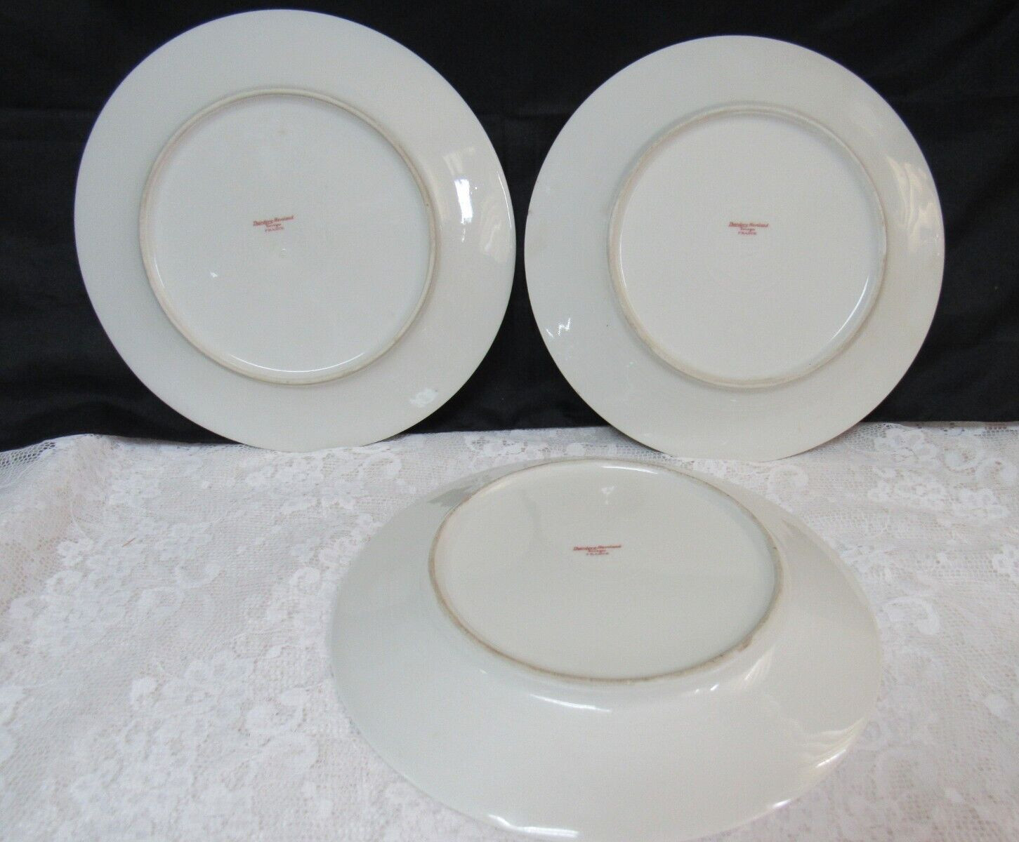 Vintage Theodore Haviland Limoges France Rose Garland Swag 9.5″- 3 Dinner Plates