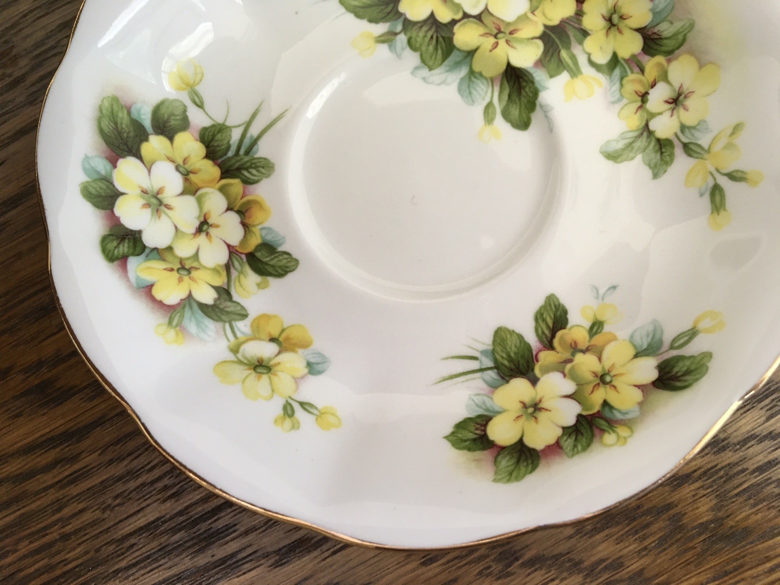 Royal Albert Teacup Saucer Set Bone China Yellow Primrose England Vintage 1960s