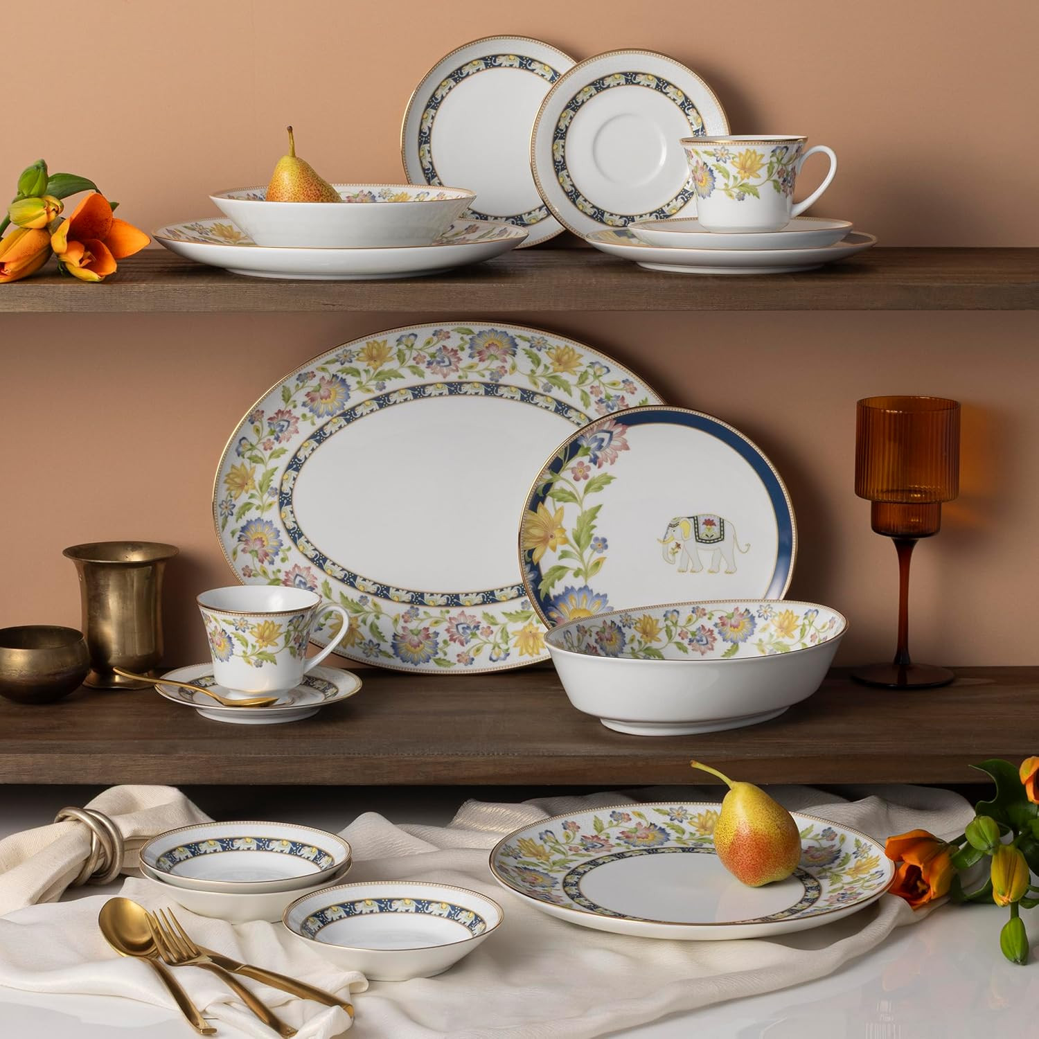 Tusker Garden 5-Piece Dinnerware Set – Elegant Dining for One