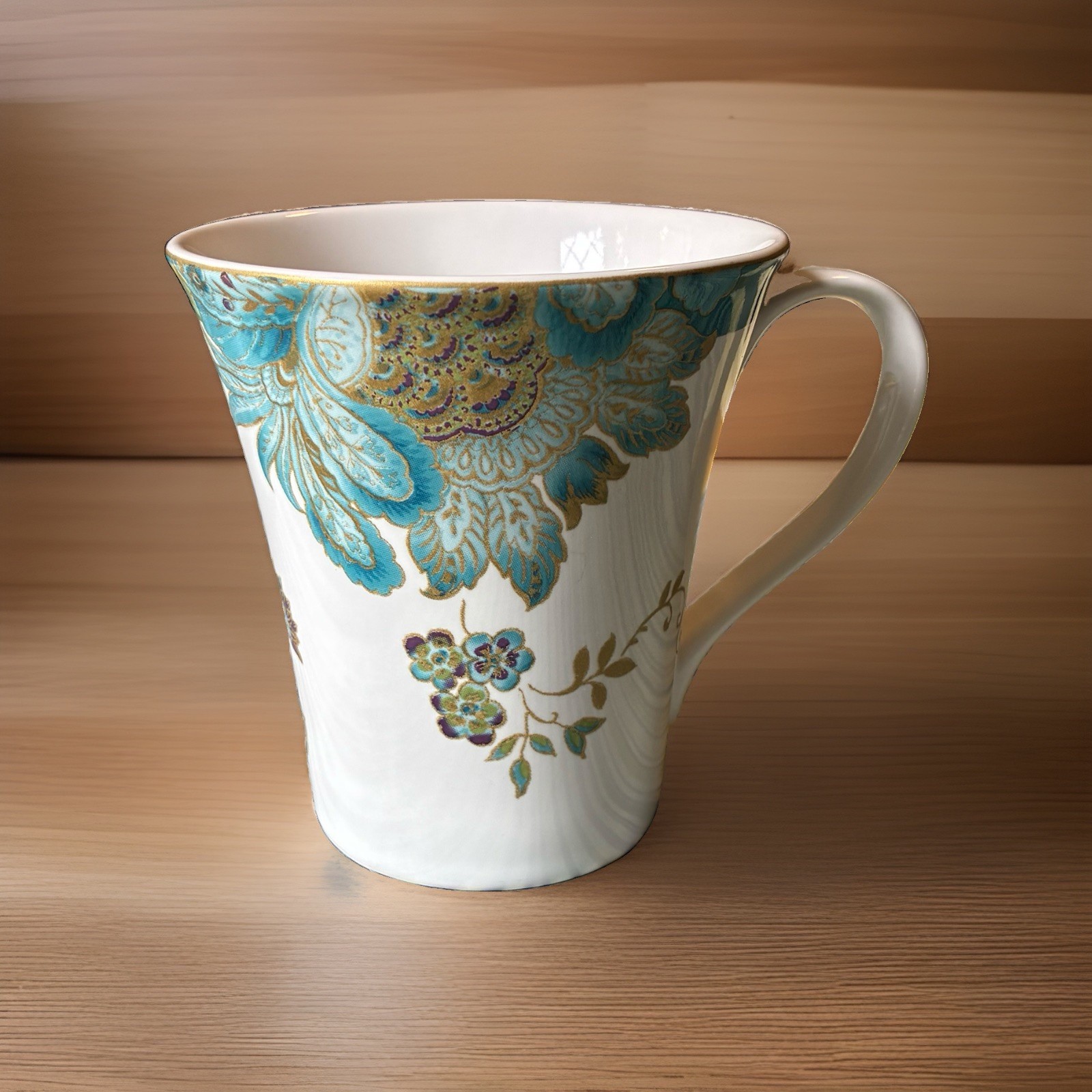 Beautiful 222 Fifth “Eliza” Teal and Gold Cup For Coffee Or Tea