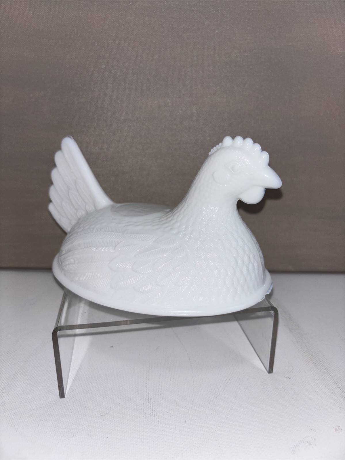 Vintage Indiana Glass White Milk Glass Hen on Nest LID ONLY Has Chip-see Pics