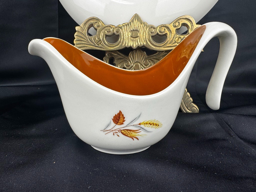 1950s Taylor Smith Autumn Harvest Ever Yours Wheat-Platter, Sugar & Creamer-3pcs