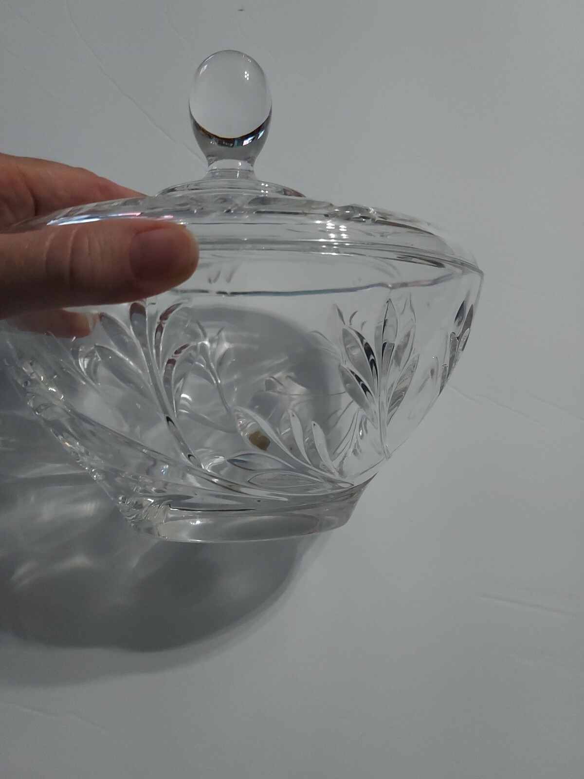 Oval Oneida Crystal Deep Candy/Nut Bowl w/Lid 7.5 H w/ Lid On.x 5 Wx 7 L x3.5 D