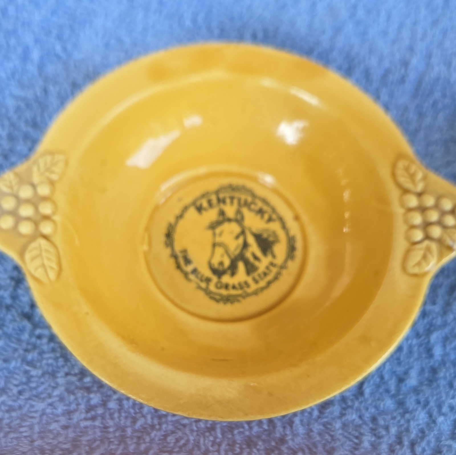 Yellow Ceramic Creamer Pitcher w/ Underplate Saucer, 10 oz Kentucky Glossy