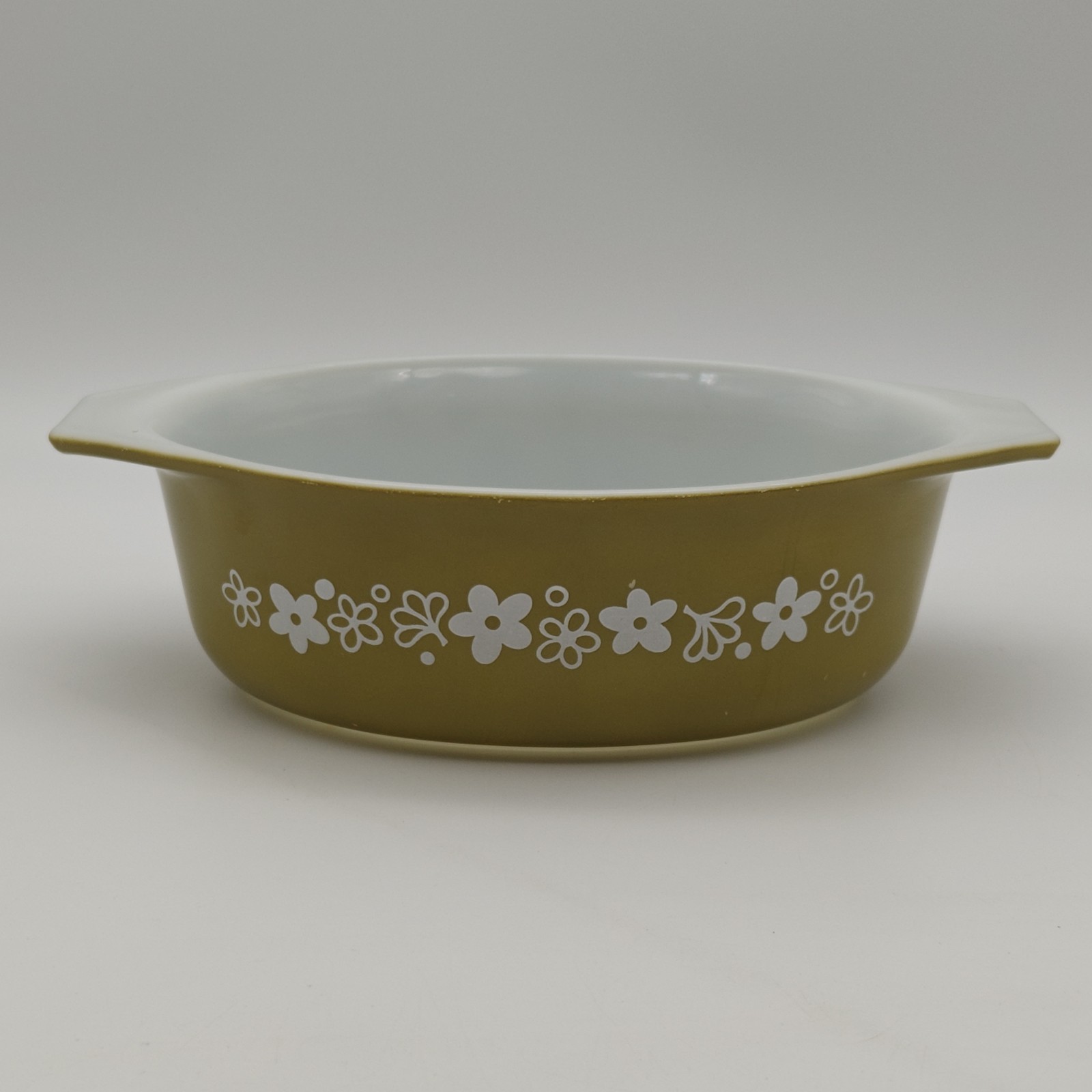 PYREX 70’s Crazy Daisy Spring Blossom 1 1/2Qt Oval Casserole Dish 043 Shiny Nice
