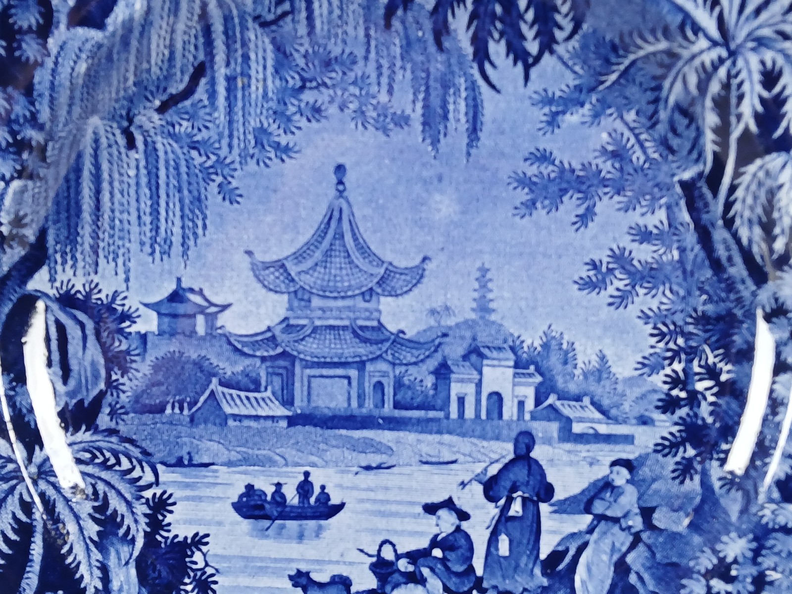 Clews Weeping Willow Border #09 Blue Historical Transferware Plate C.1814-1834