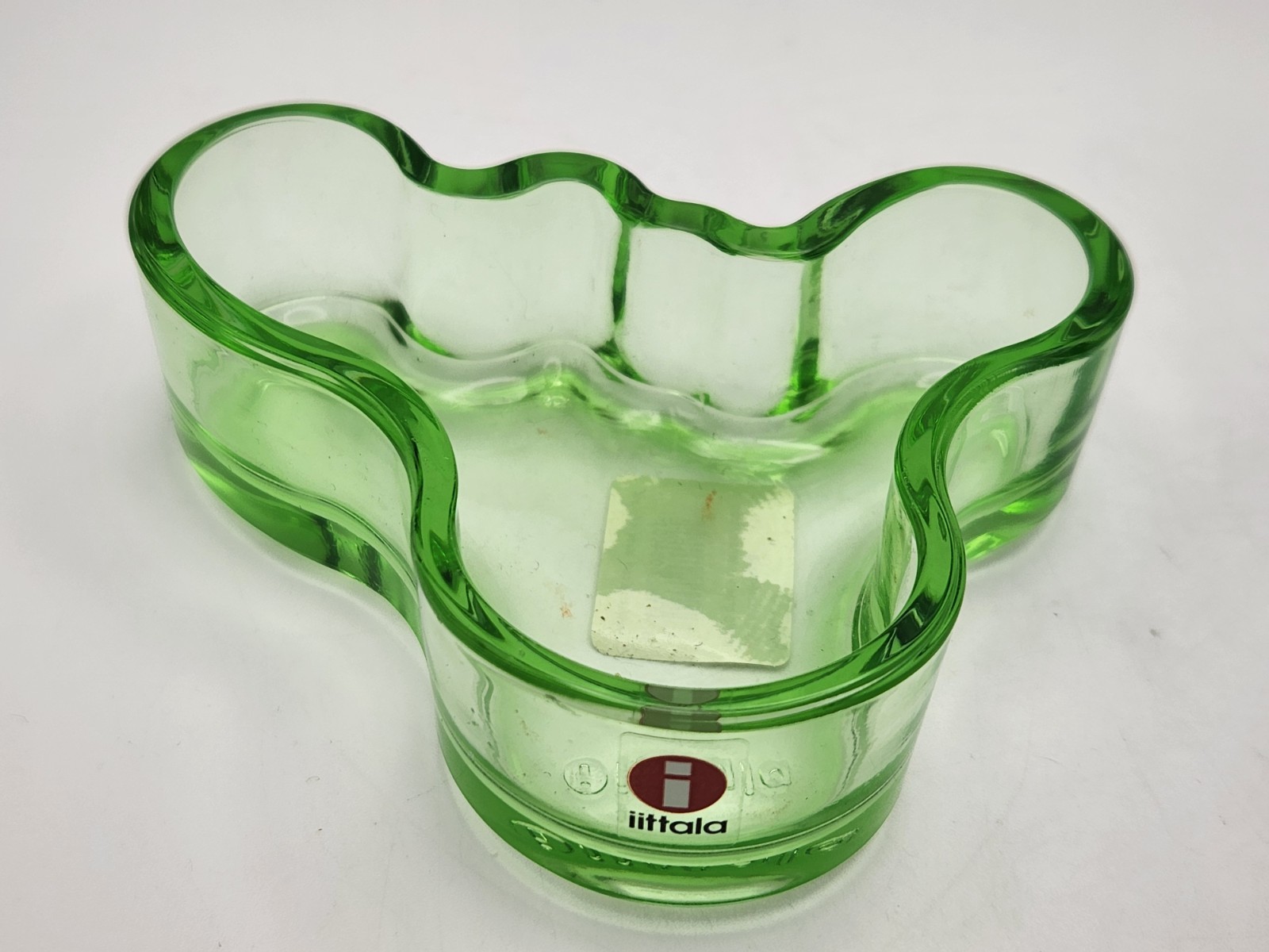 IITTALA Alvar Aalto Apple Green Glass 98mm Dish Bowl Asymmetrical Sticker