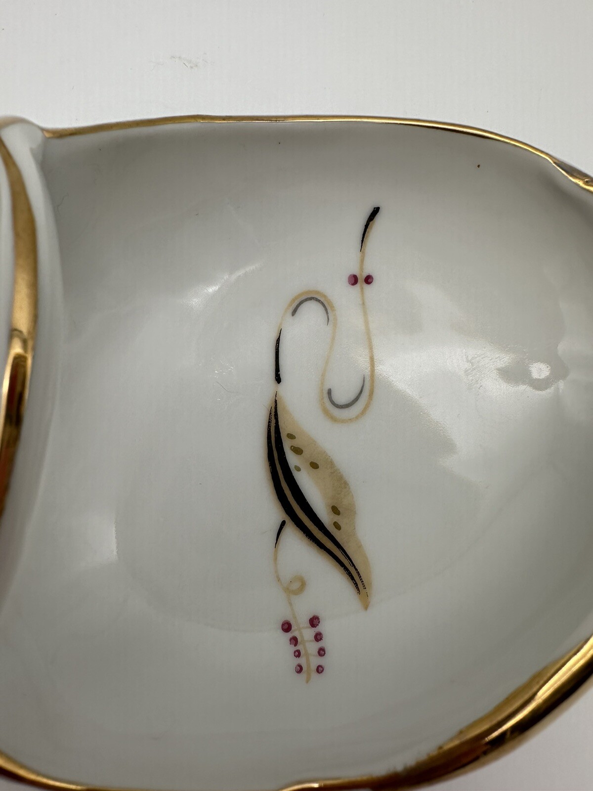 MCM Divided Serving Dish Candy/Nut Dish With Handle And Gold Trim