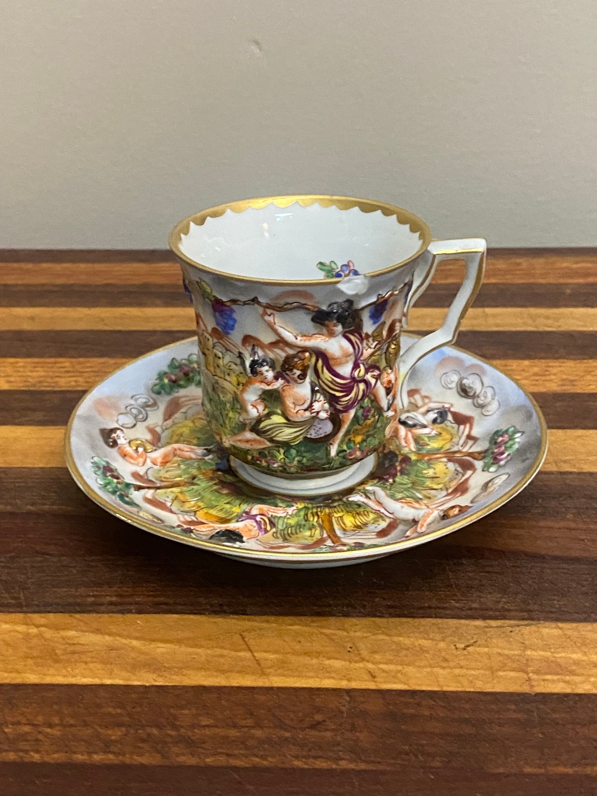 Antique Capodimonte Cup and Saucer
