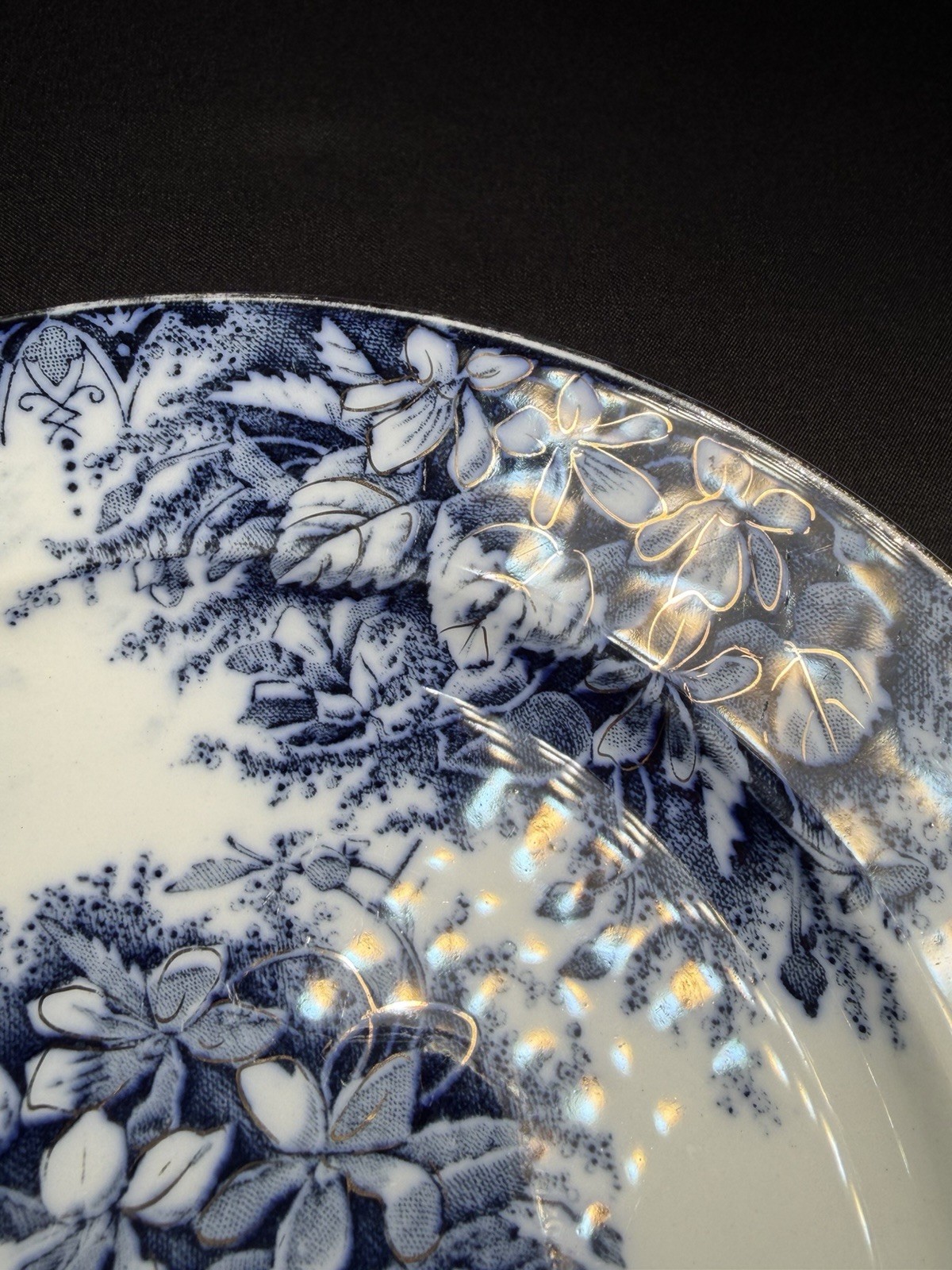 2 Antique Rare K G Keller Guerin Luneville France VILOETTE Flow Blue 7” Plates