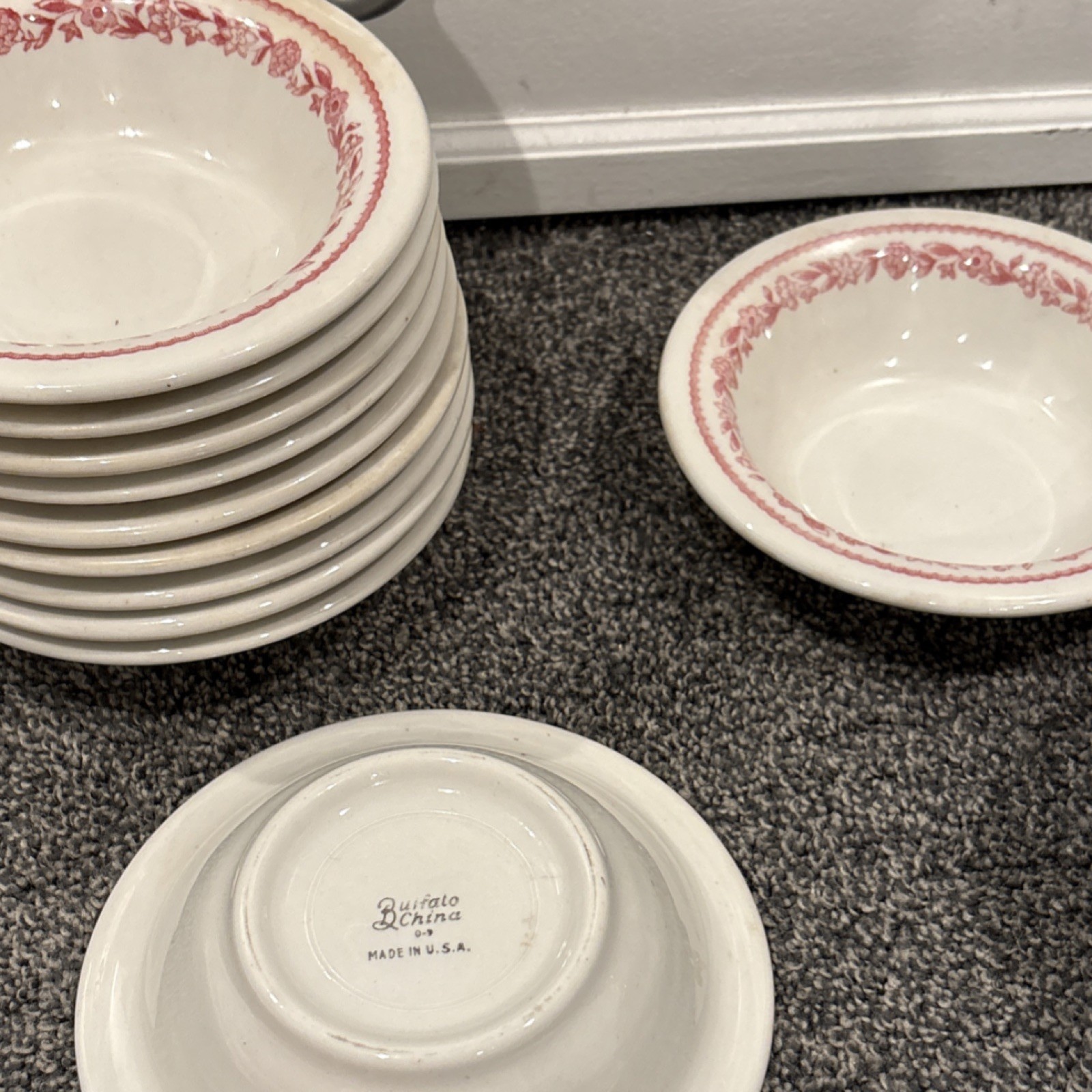 Unmarked Porcelain Floral Dinner Set White/Pink/Green w/ Gold Trim Teapot