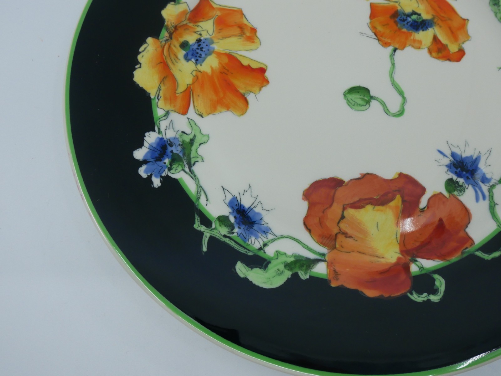 Vintage Syracuse Old Ivory Nature Study Poppies Dinner Plate #3 Black & White