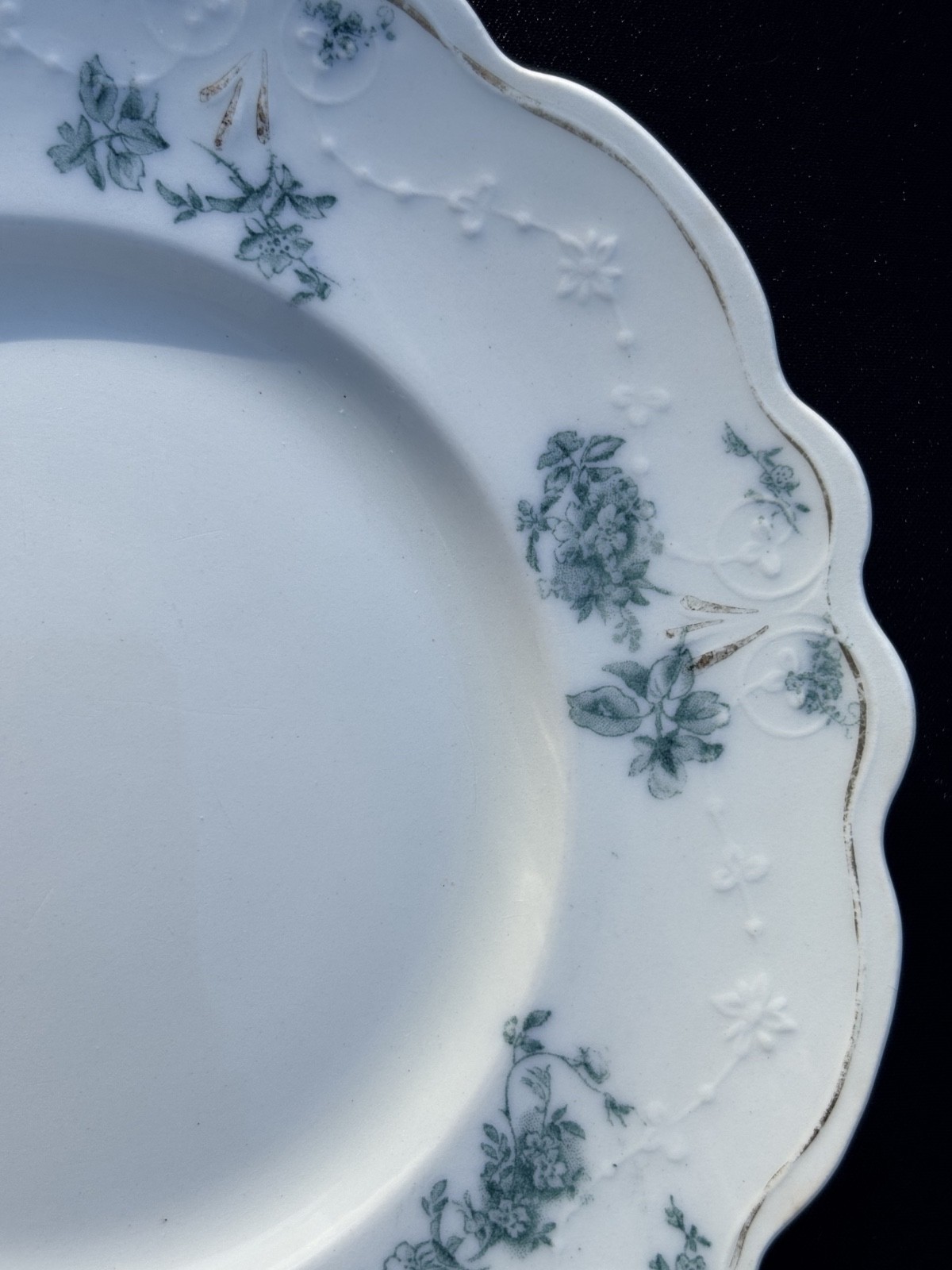 W.H. Grindley Co. England Teresa Teal Green Scalloped Edge 7″ Dessert Plate VGUC